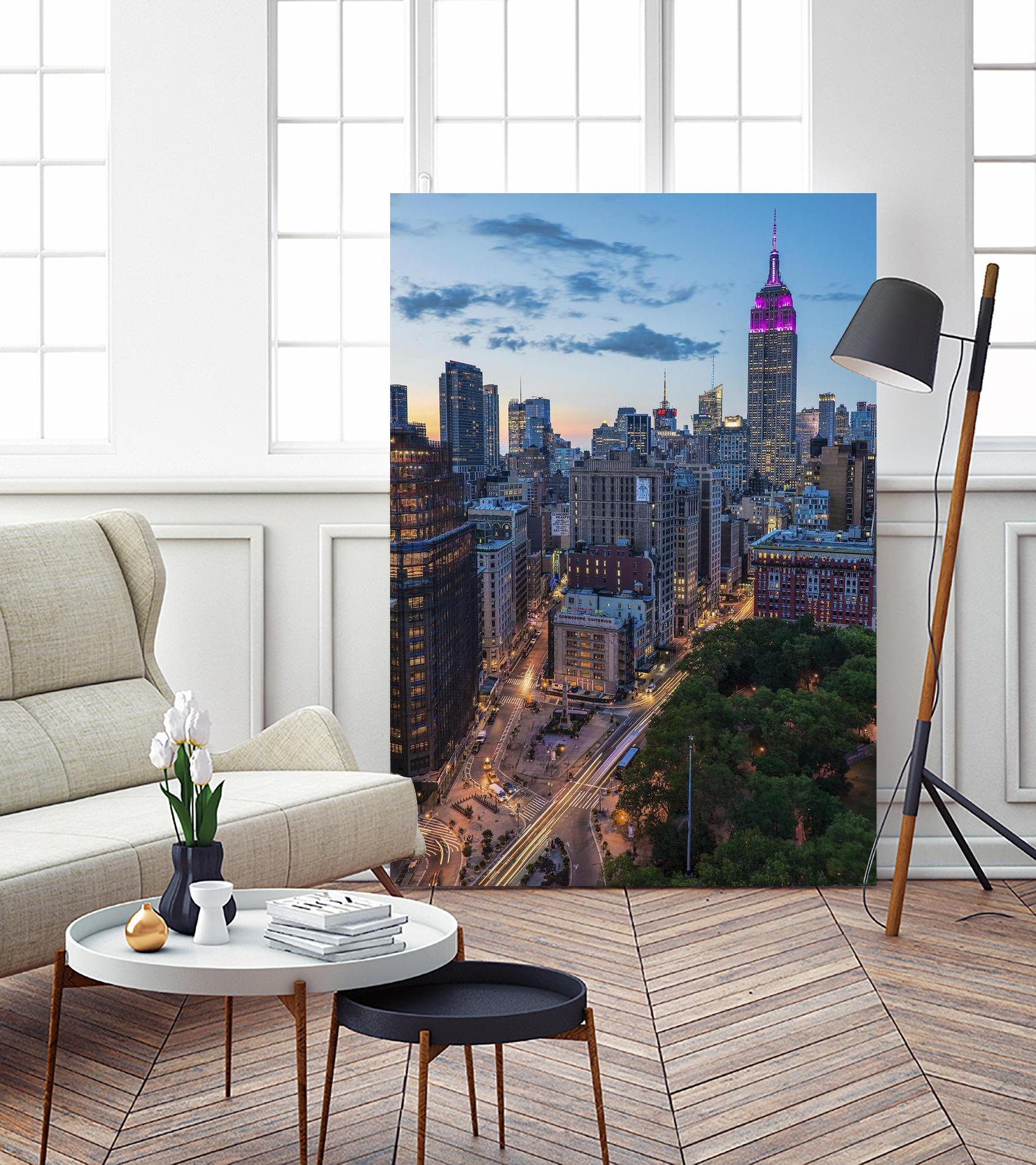 Manhattan Skyline at Twilight by Franklin J. Kearney on GIANT ART - yellow city scene