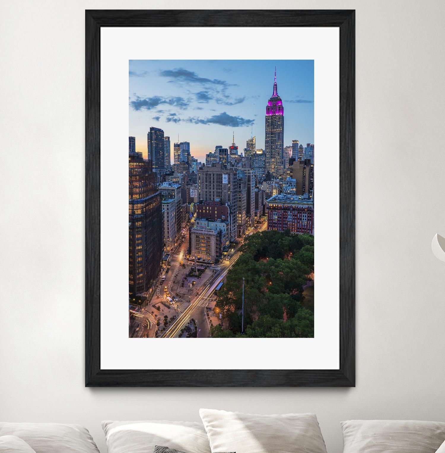 Manhattan Skyline at Twilight by Franklin J. Kearney on GIANT ART - yellow city scene