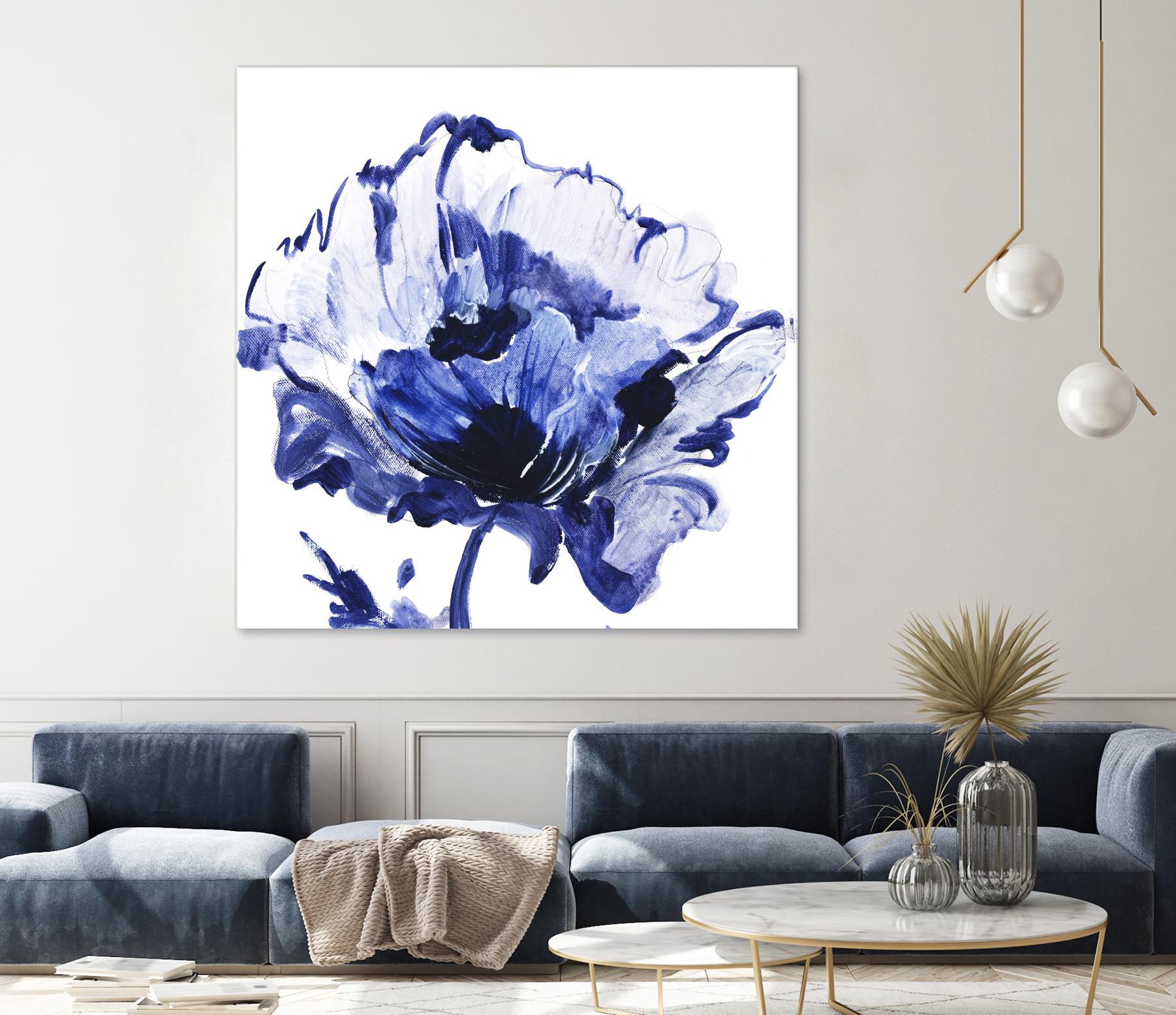 Indigo Flower I by Valeria Mravyan on GIANT ART - white floral