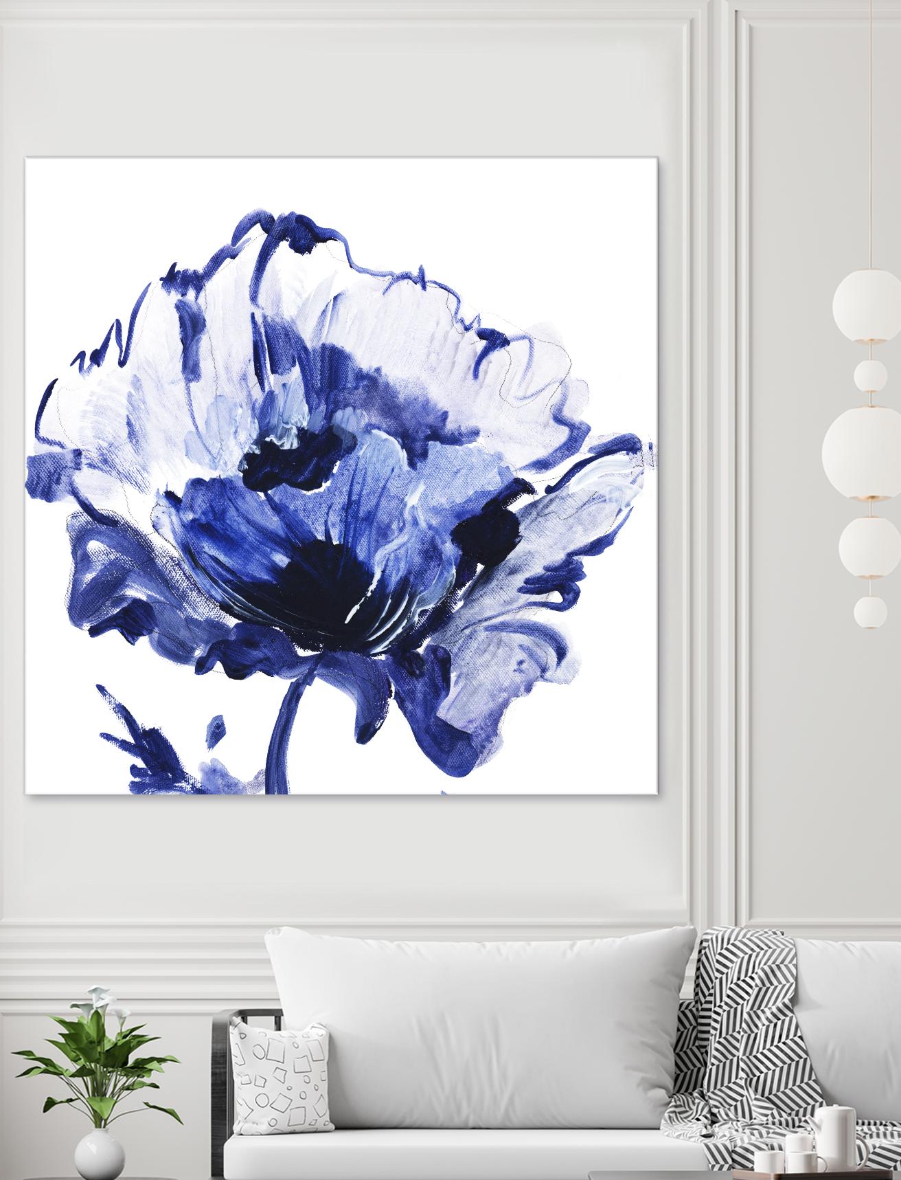 Indigo Flower I by Valeria Mravyan on GIANT ART - white floral