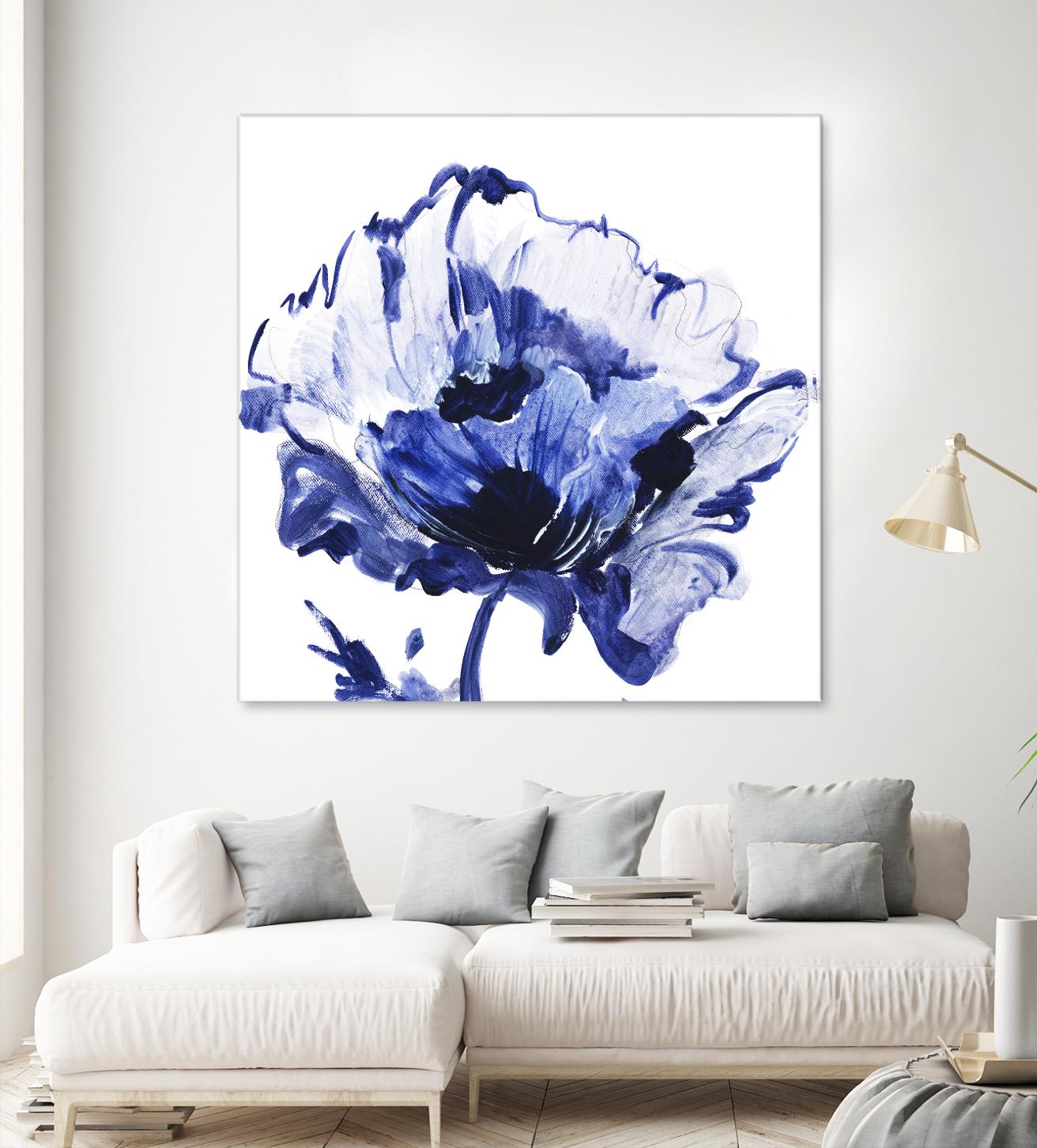 Indigo Flower I by Valeria Mravyan on GIANT ART - white floral