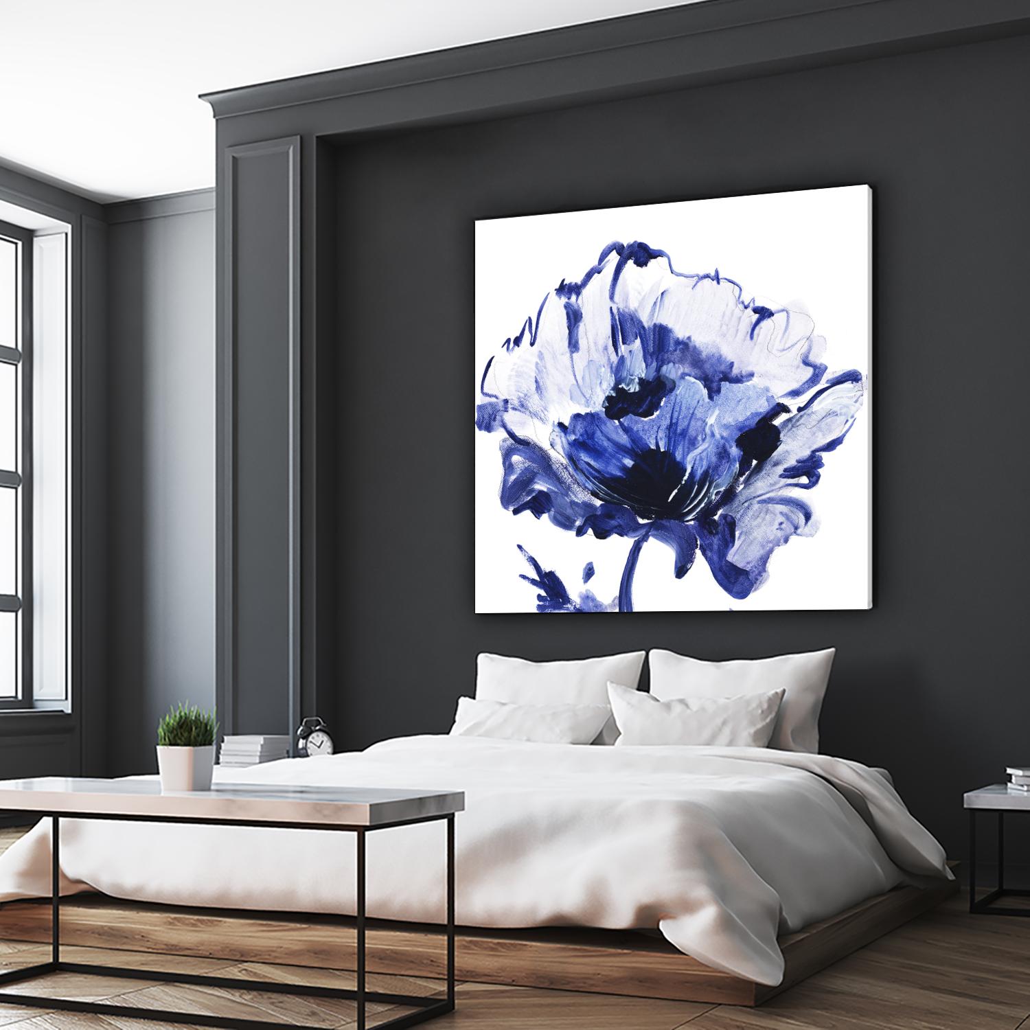 Indigo Flower I by Valeria Mravyan on GIANT ART - white floral