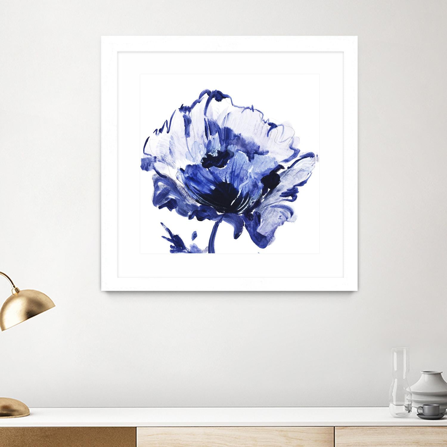 Indigo Flower I by Valeria Mravyan on GIANT ART - white floral