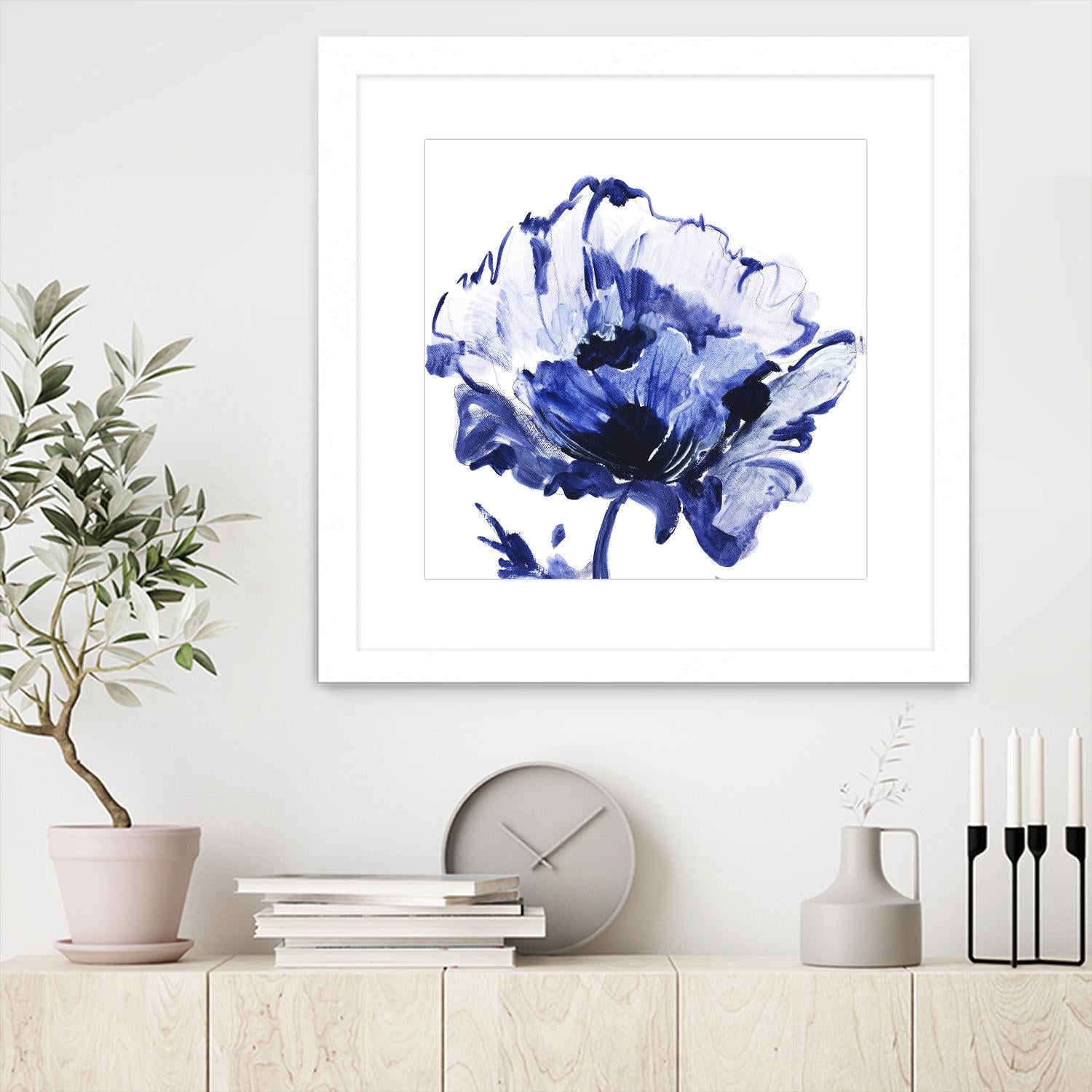 Indigo Flower I by Valeria Mravyan on GIANT ART - white floral