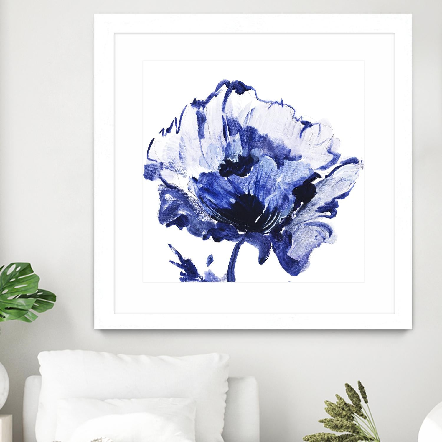 Indigo Flower I by Valeria Mravyan on GIANT ART - white floral