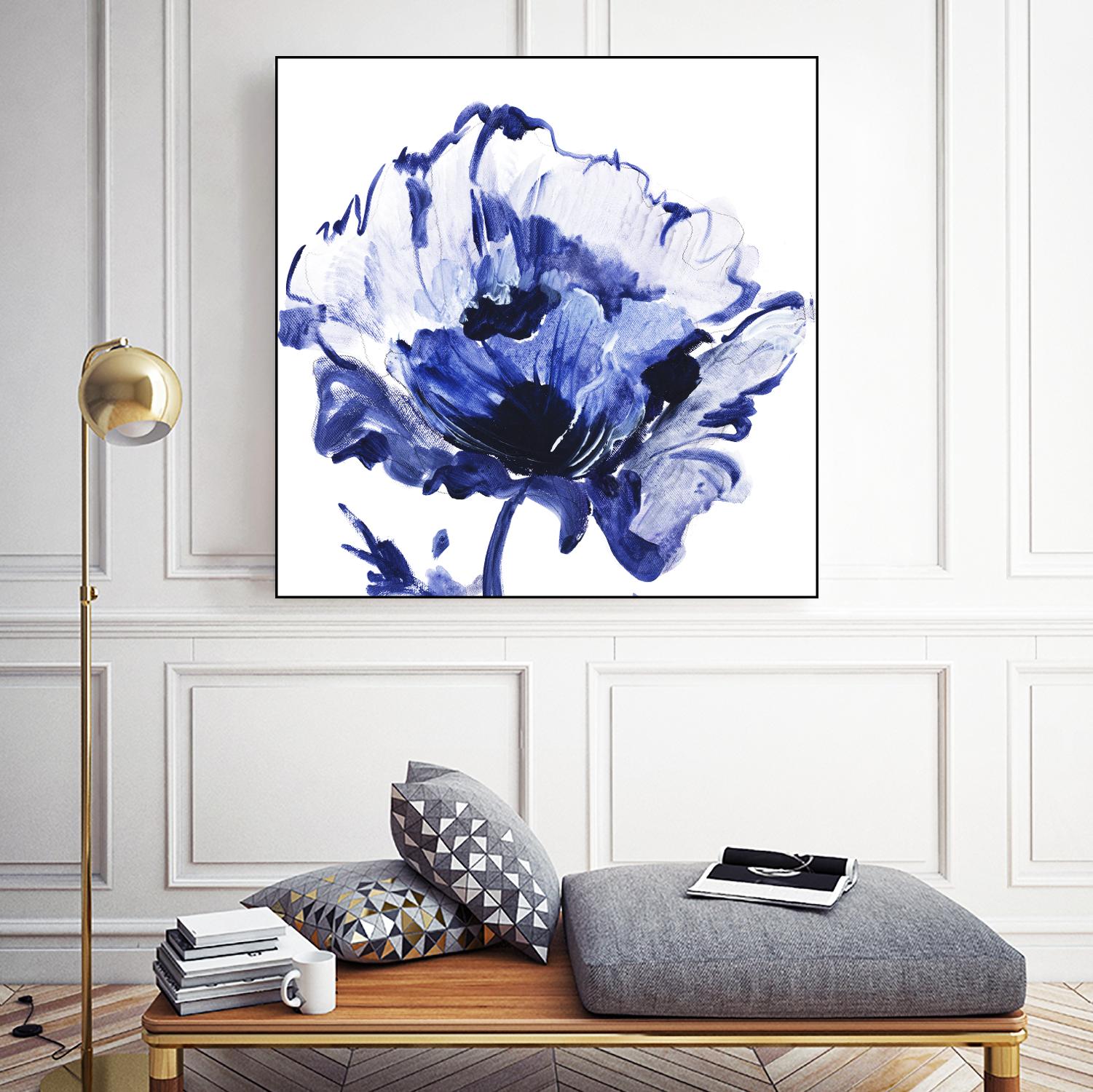 Indigo Flower I by Valeria Mravyan on GIANT ART - white floral