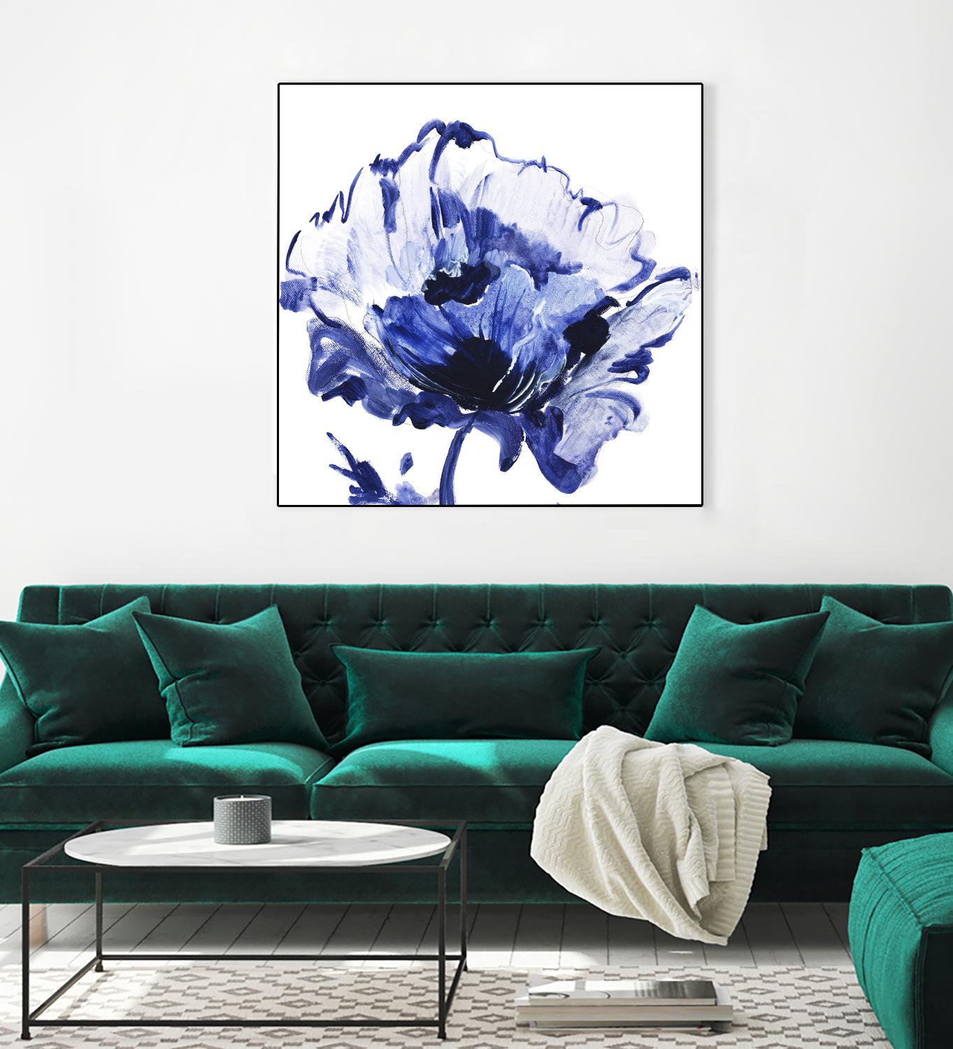 Indigo Flower I by Valeria Mravyan on GIANT ART - white floral