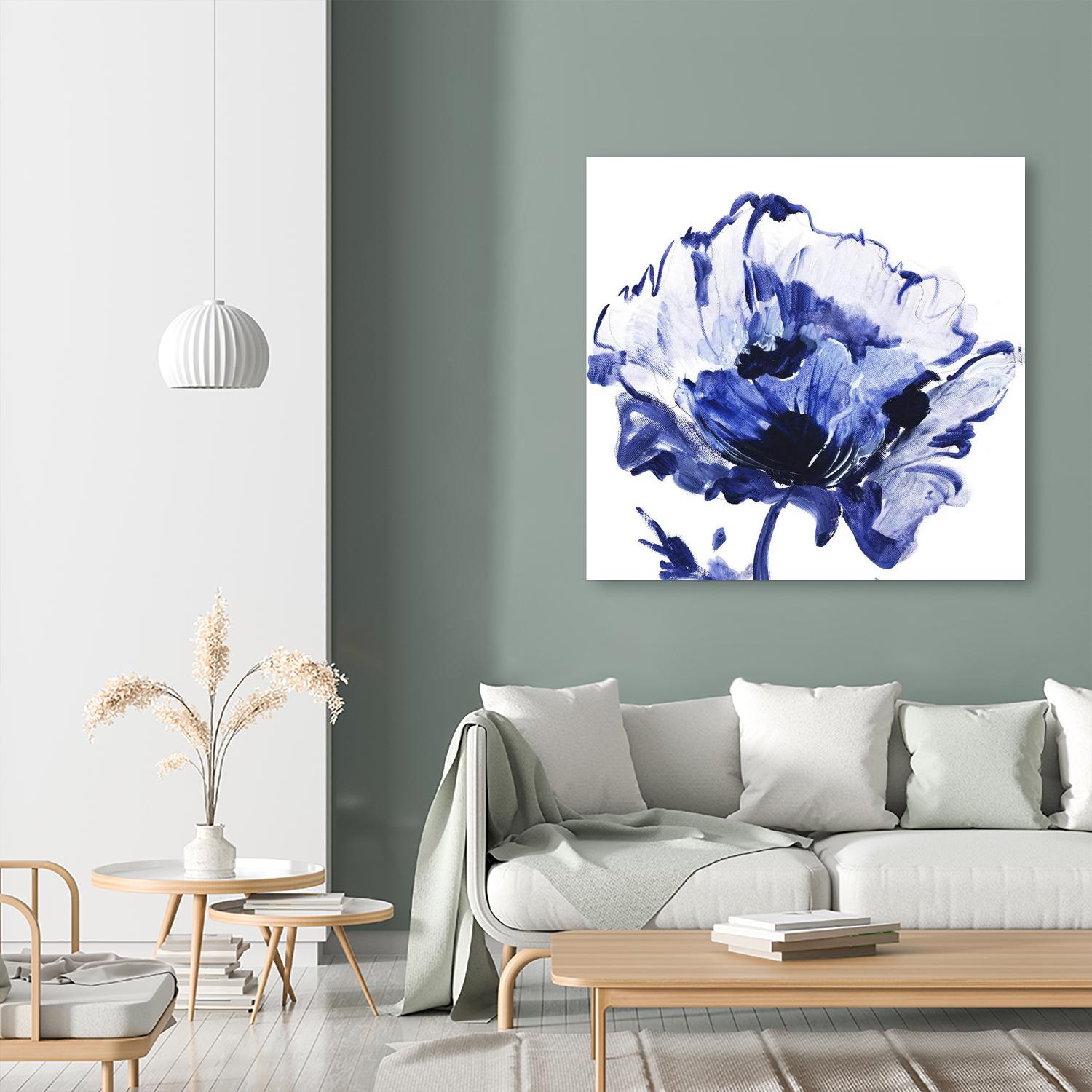 Indigo Flower I by Valeria Mravyan on GIANT ART - white floral