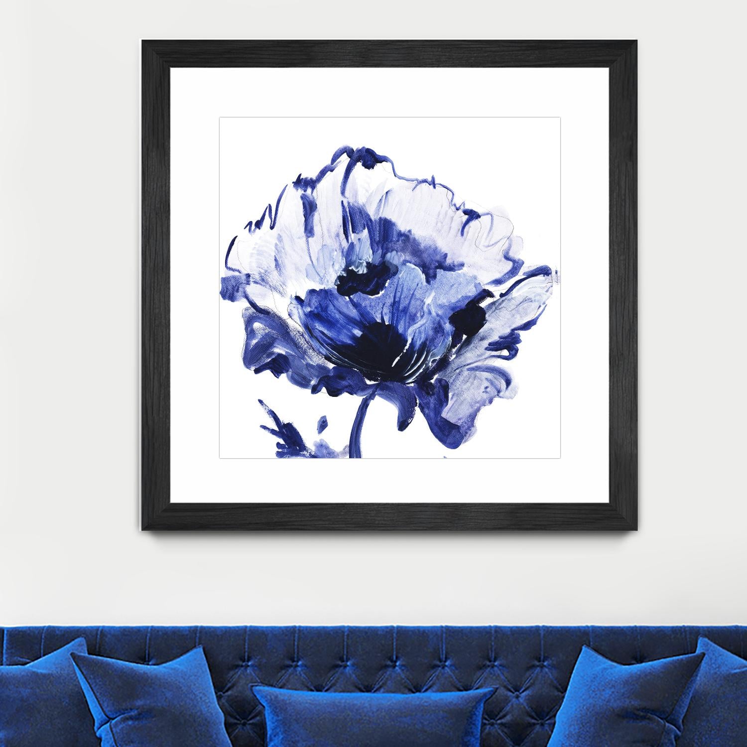 Indigo Flower I by Valeria Mravyan on GIANT ART - white floral