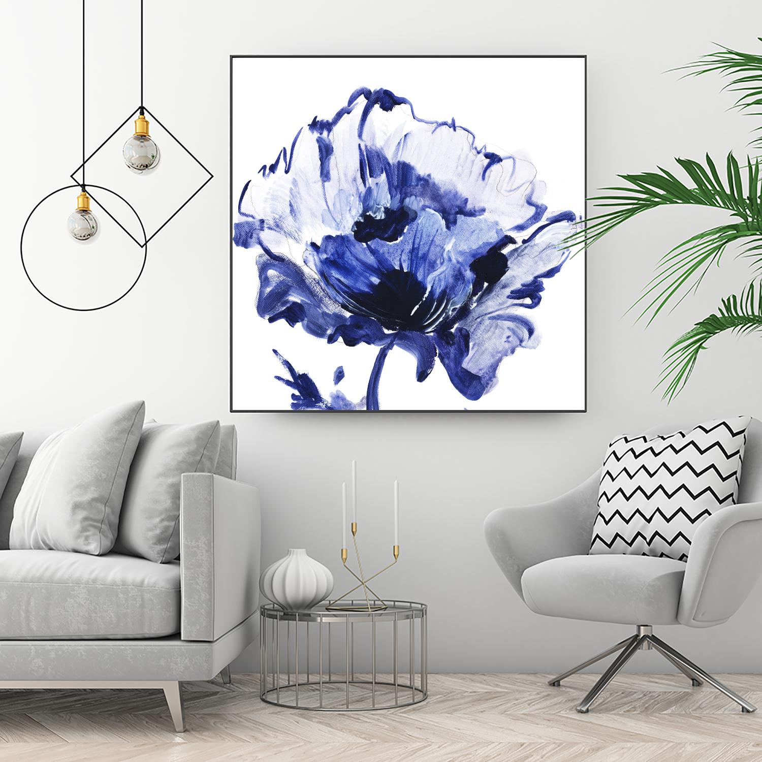 Indigo Flower I by Valeria Mravyan on GIANT ART - white floral