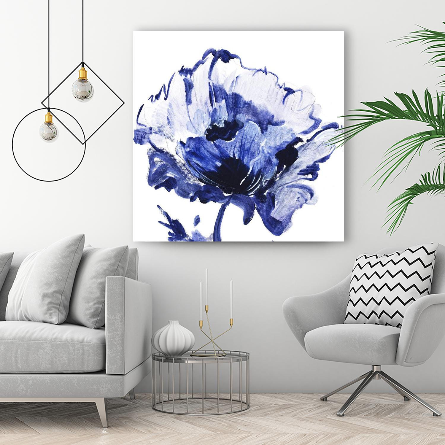 Indigo Flower I by Valeria Mravyan on GIANT ART - white floral