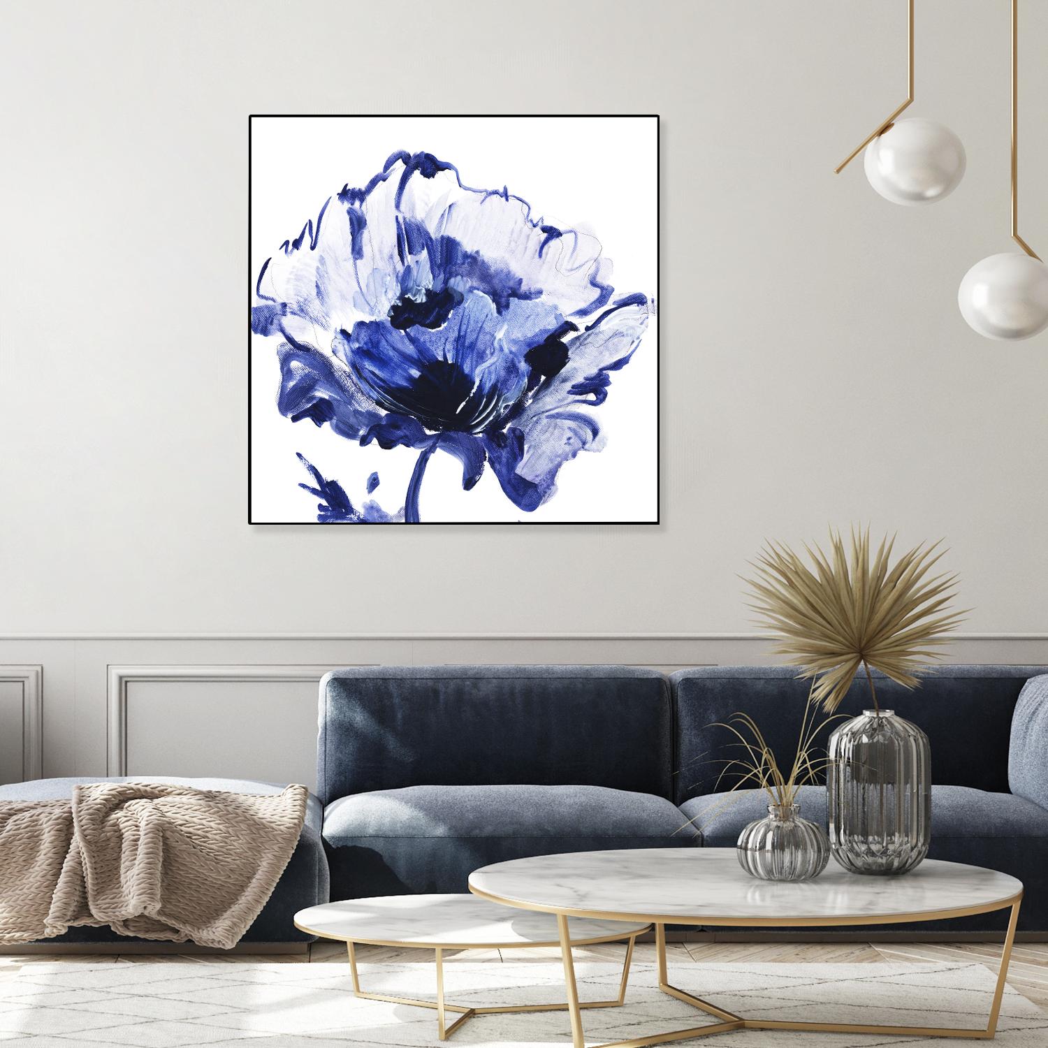 Indigo Flower I by Valeria Mravyan on GIANT ART - white floral
