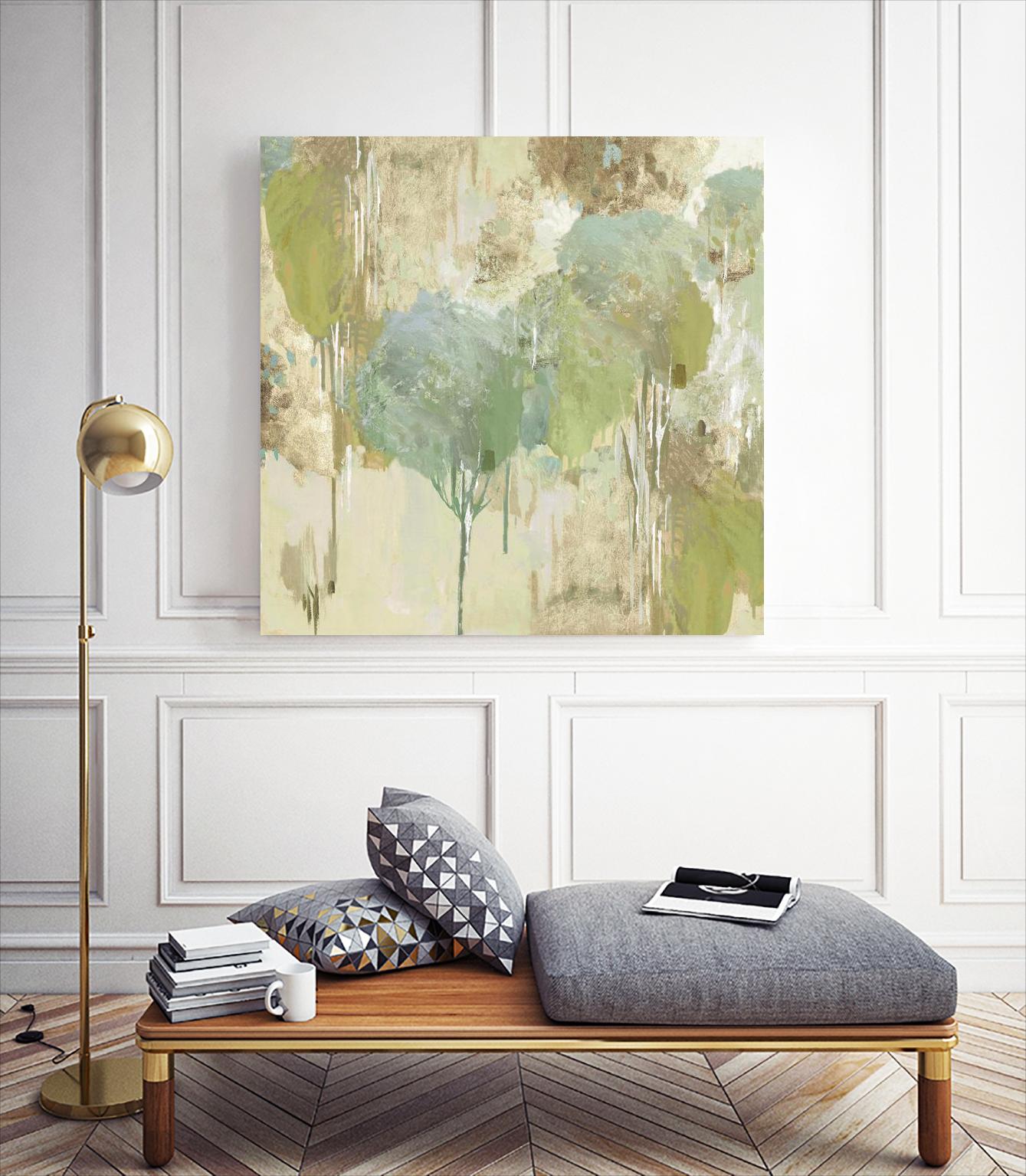 Teal Forest I by Valeria Mravyan on GIANT ART - beige abstract