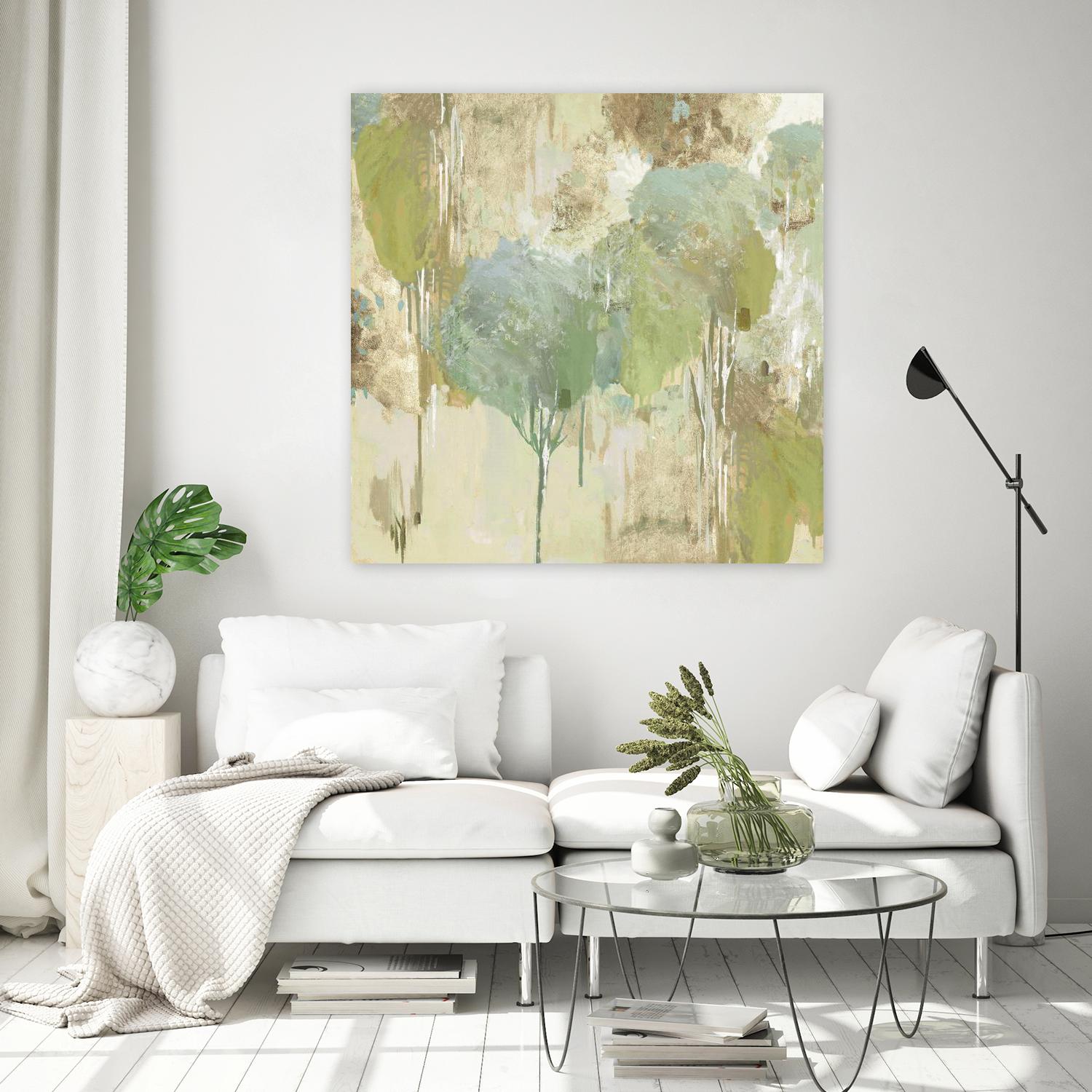 Teal Forest I by Valeria Mravyan on GIANT ART - beige abstract