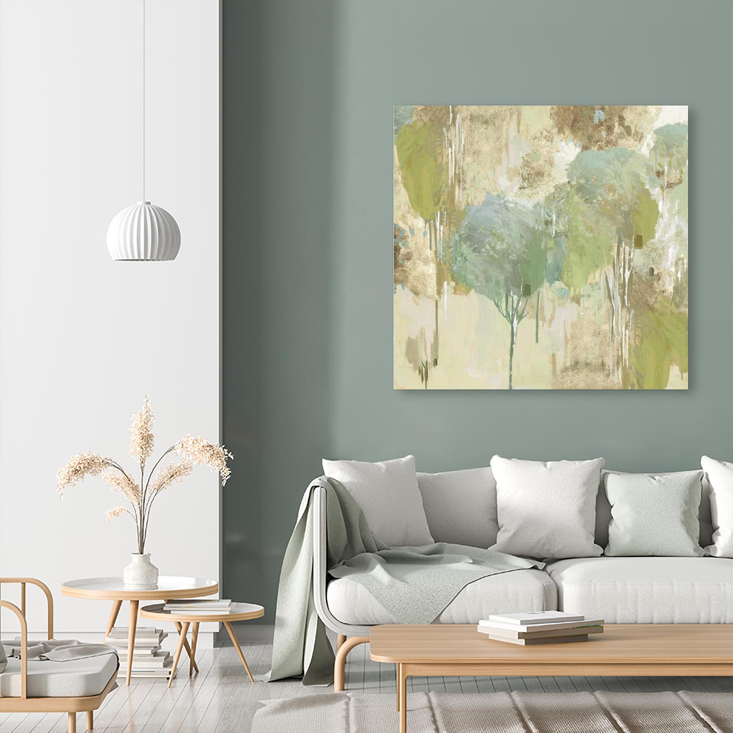 Teal Forest I by Valeria Mravyan on GIANT ART - beige abstract