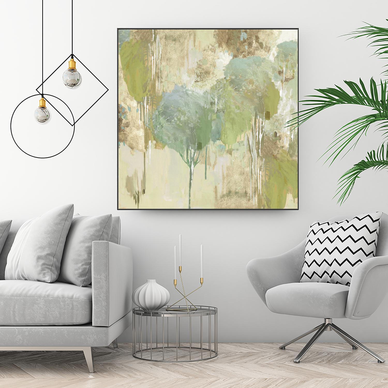 Teal Forest I by Valeria Mravyan on GIANT ART - beige abstract