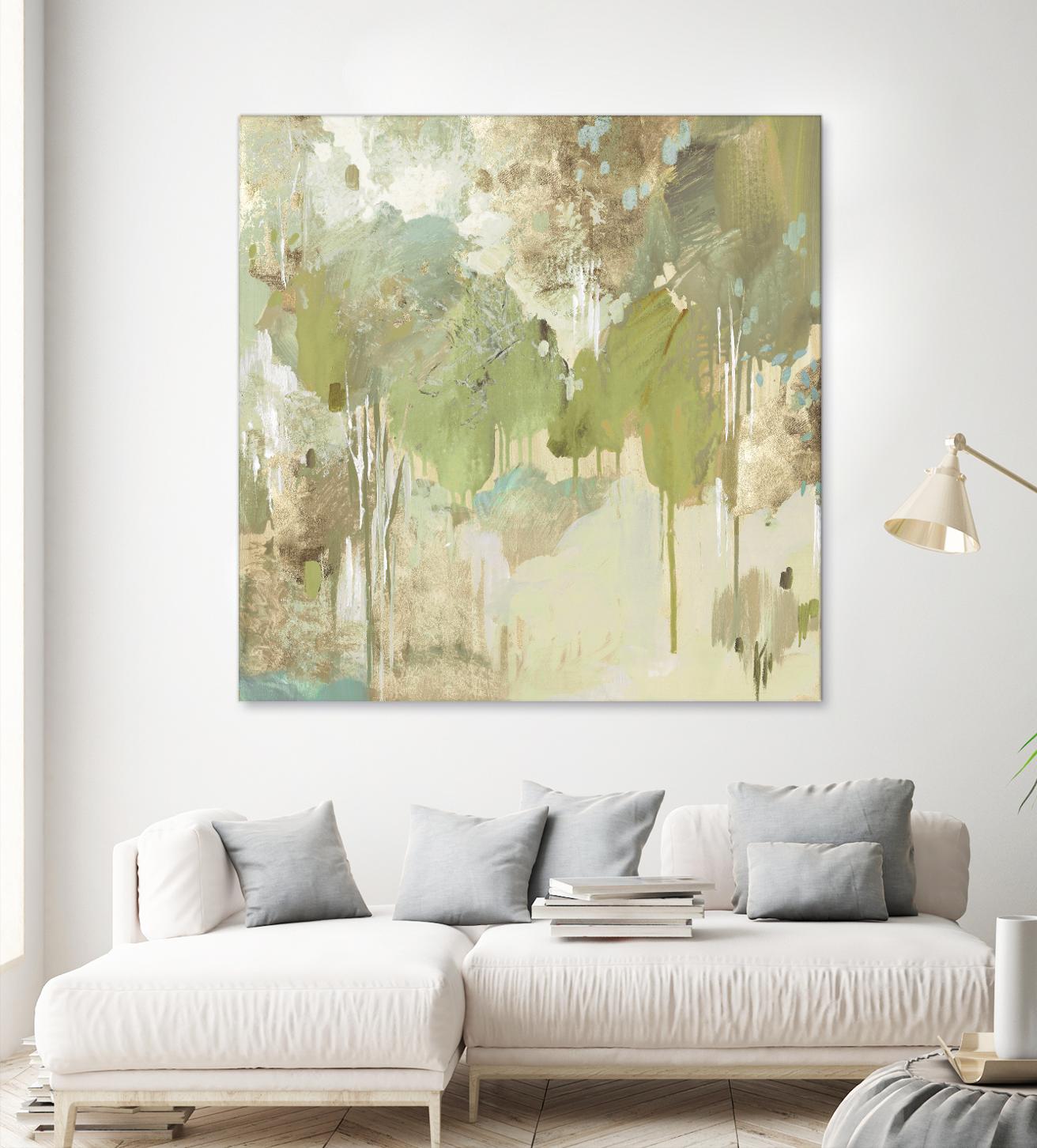 Teal Forest II by Valeria Mravyan on GIANT ART - beige abstract