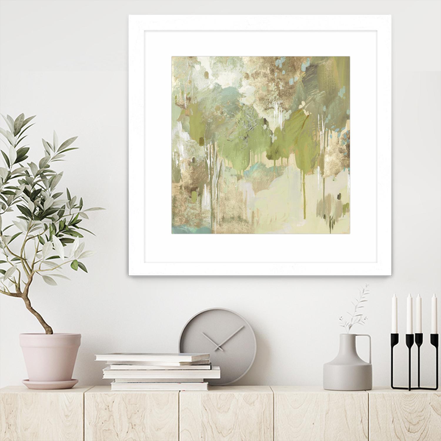 Teal Forest II by Valeria Mravyan on GIANT ART - beige abstract