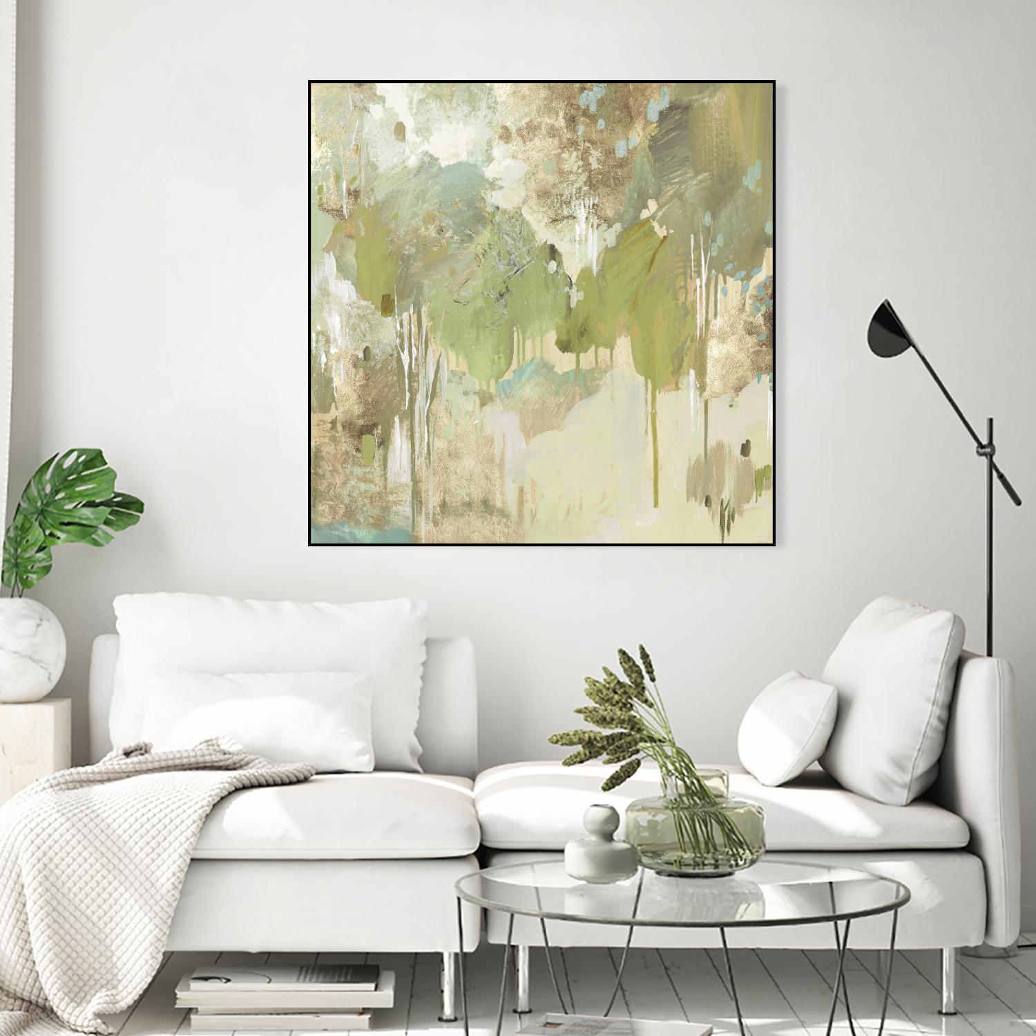 Teal Forest II by Valeria Mravyan on GIANT ART - beige abstract