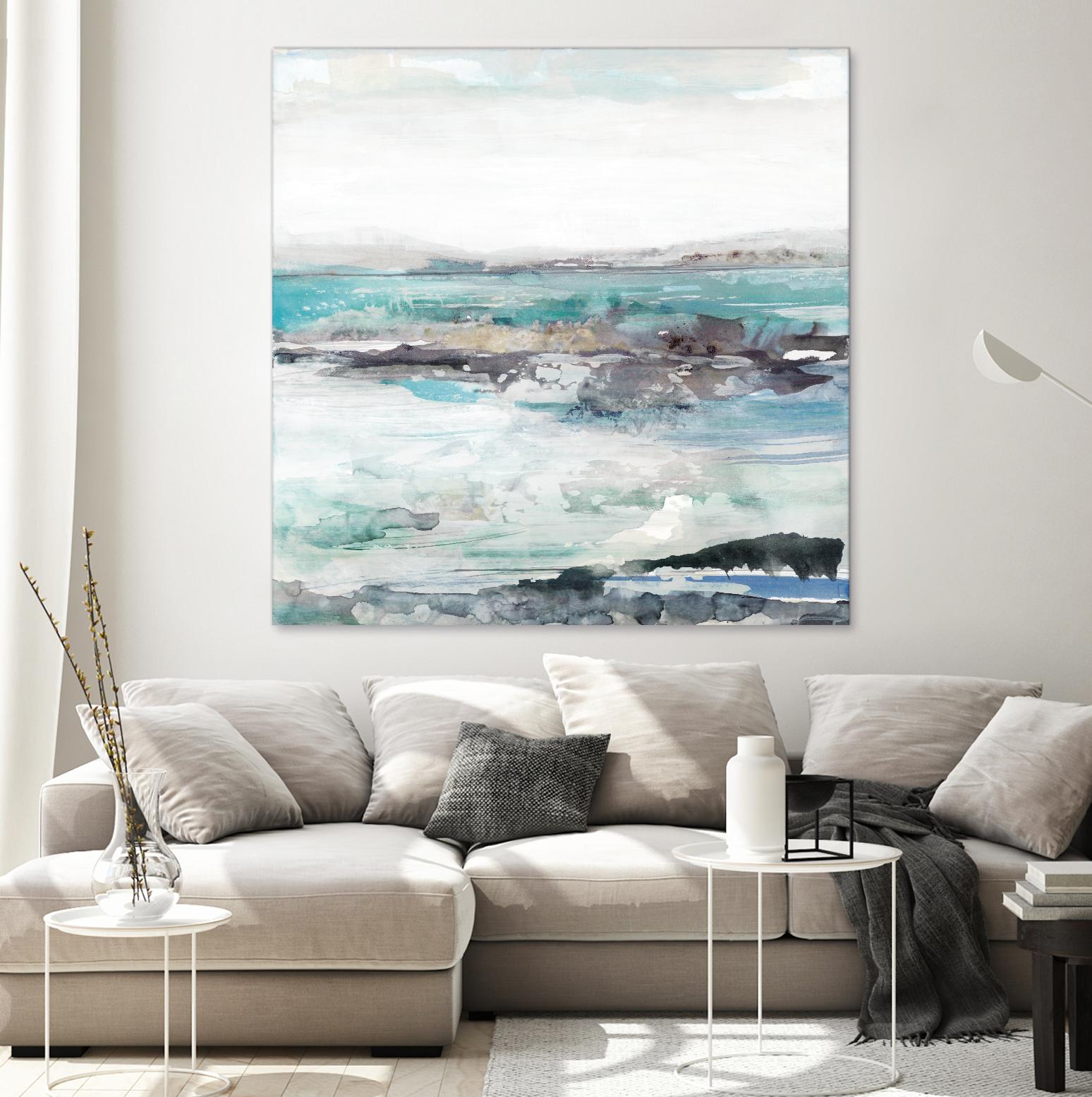 Sea Foam I by Maya Woods on GIANT ART - cyan abstract
