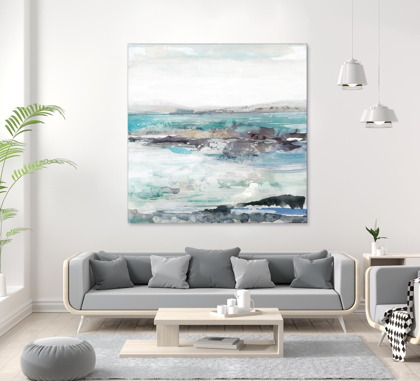 Sea Foam I by Maya Woods on GIANT ART - cyan abstract