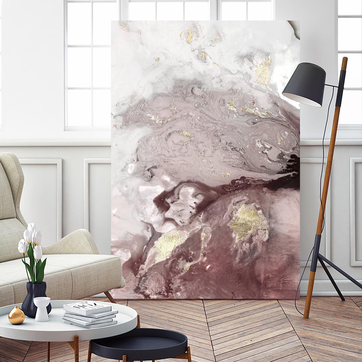 Ocean Splash I Burgundy Version by PI Studio on GIANT ART - white abstract