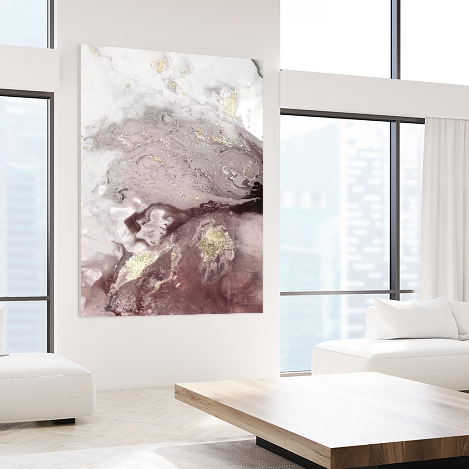 Ocean Splash I Burgundy Version by PI Studio on GIANT ART - white abstract