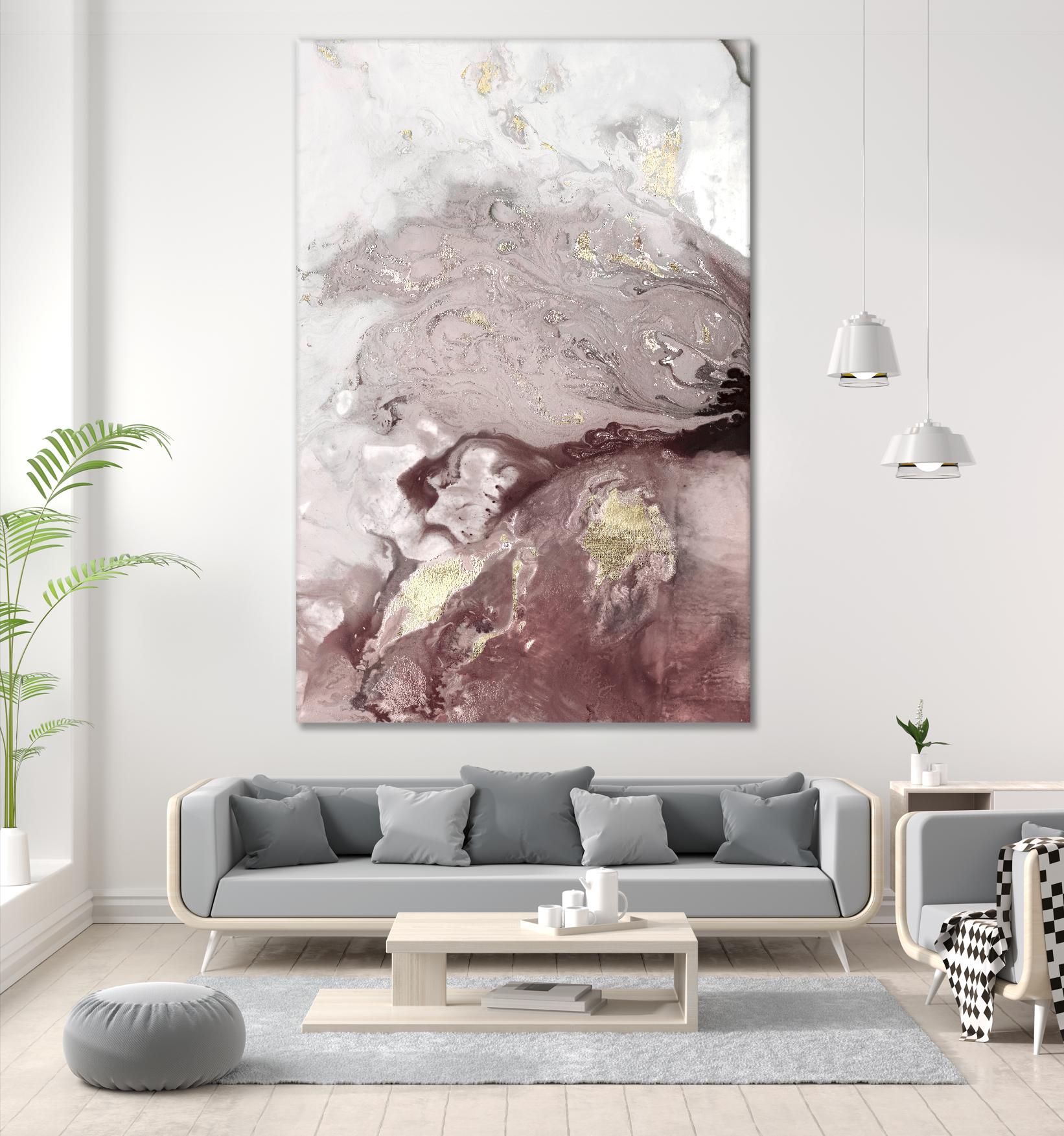 Ocean Splash I Burgundy Version by PI Studio on GIANT ART - white abstract