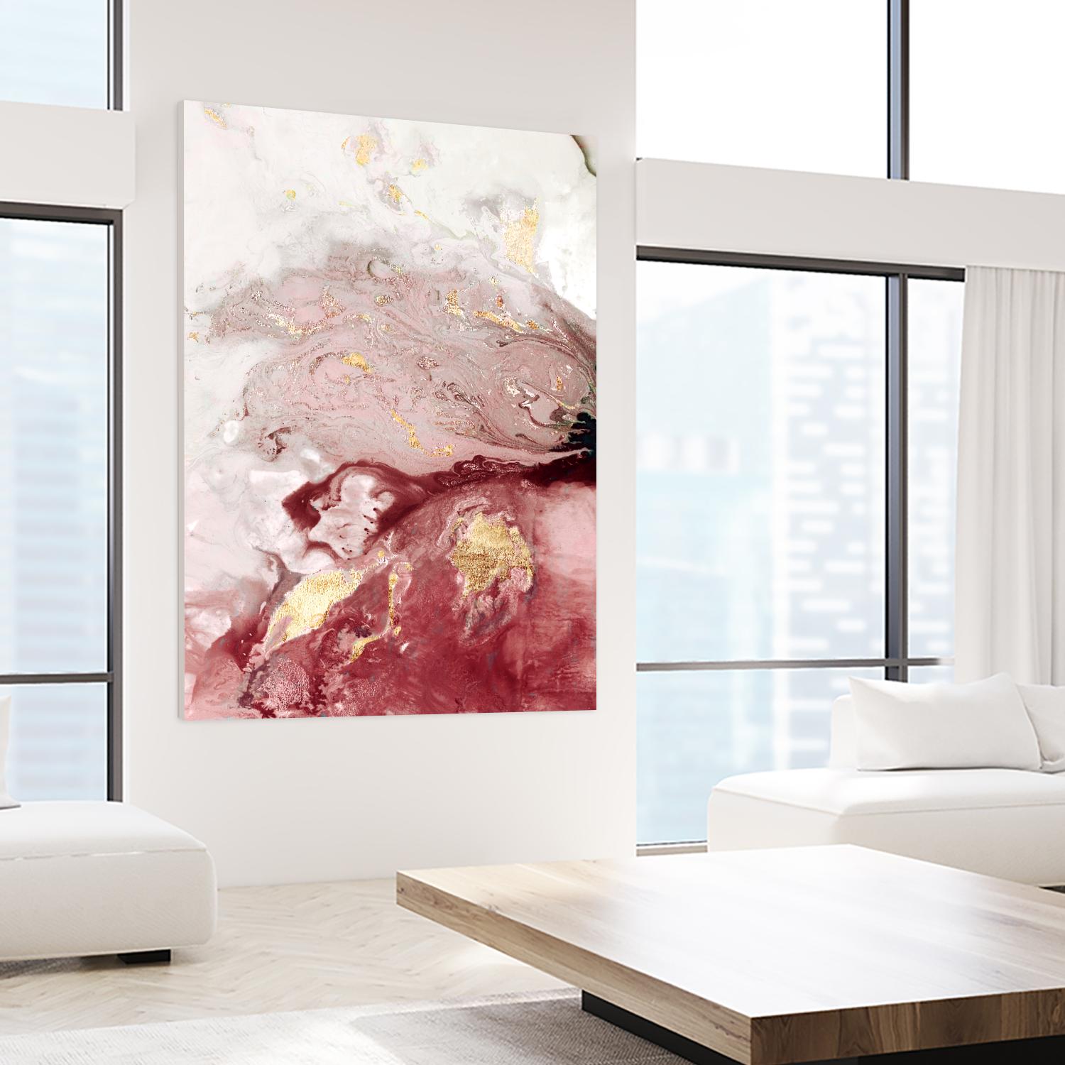 Ocean Splash I Crimson Version by PI Studio on GIANT ART - white abstract