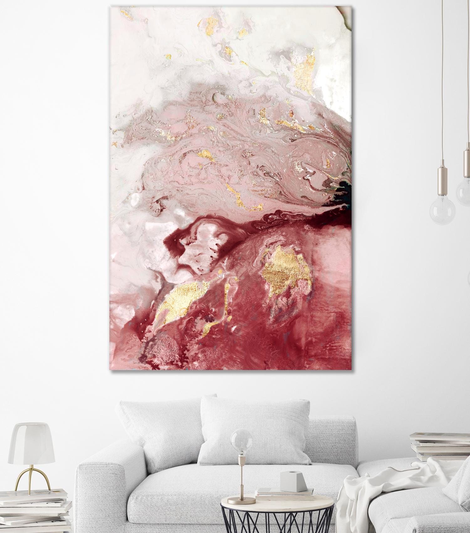 Ocean Splash I Crimson Version by PI Studio on GIANT ART - white abstract