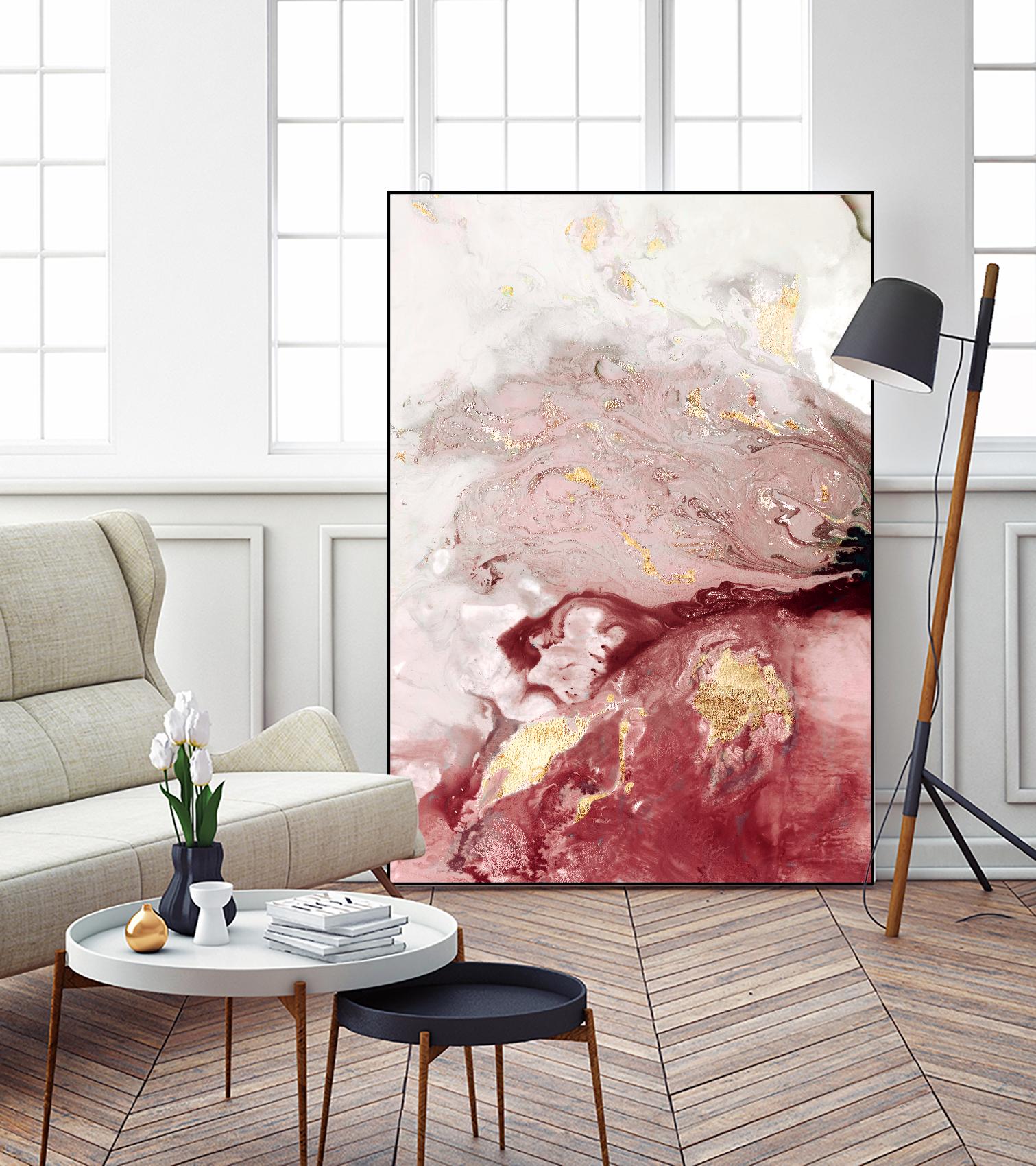 Ocean Splash I Crimson Version by PI Studio on GIANT ART - white abstract