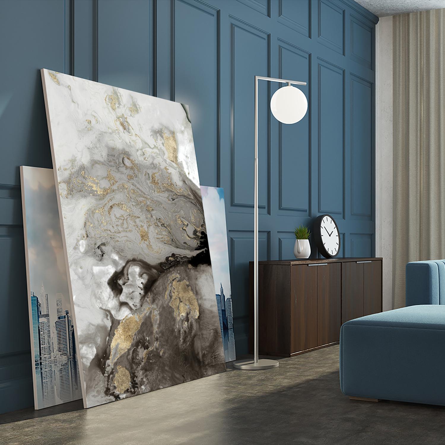 Ocean Splash I Grey Version by PI Studio on GIANT ART - black abstract