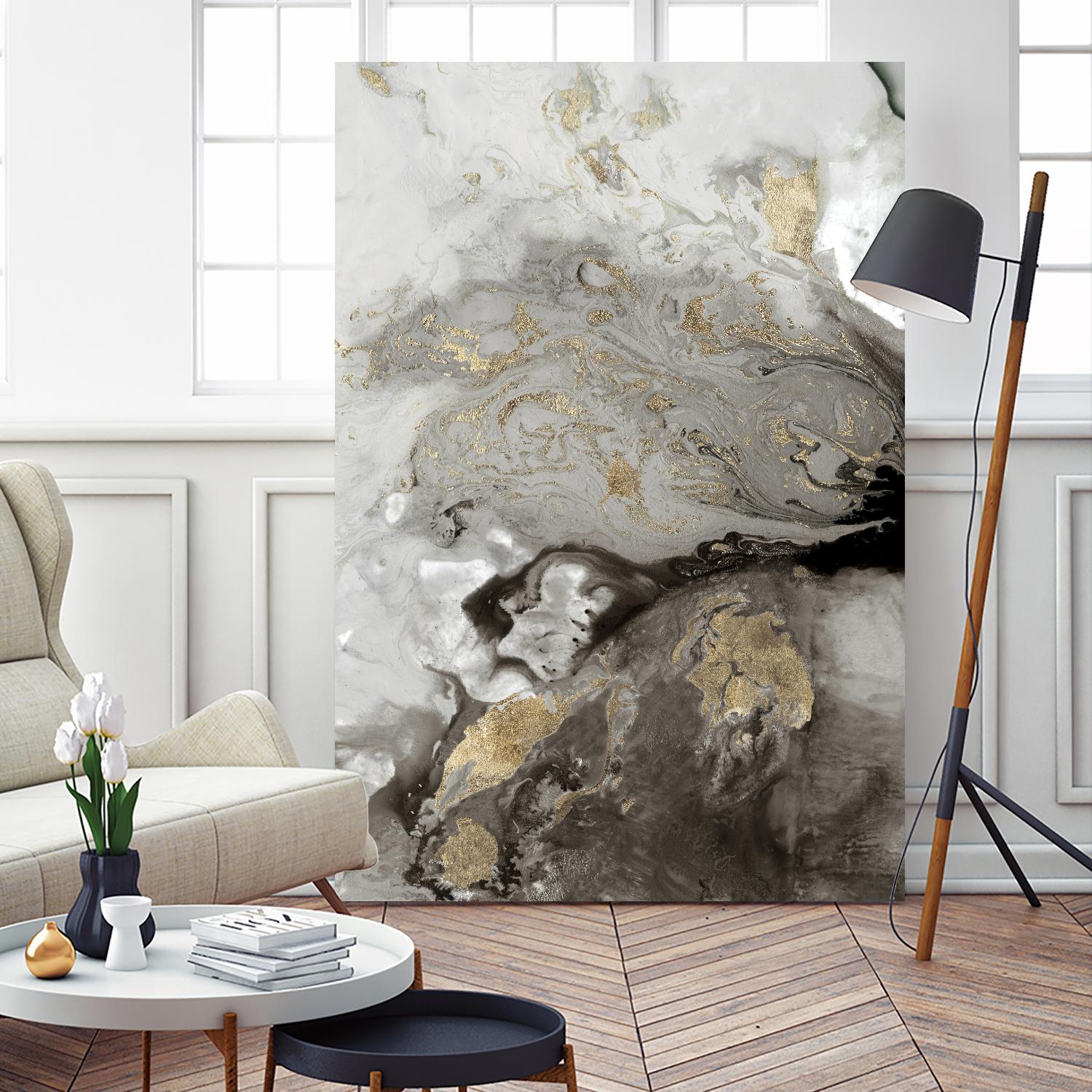 Ocean Splash I Grey Version by PI Studio on GIANT ART - black abstract