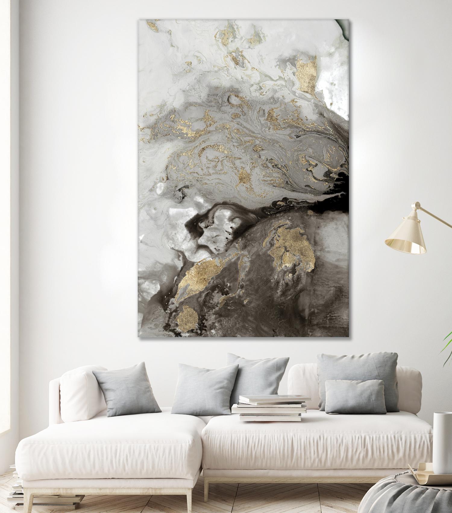 Ocean Splash I Grey Version by PI Studio on GIANT ART - black abstract