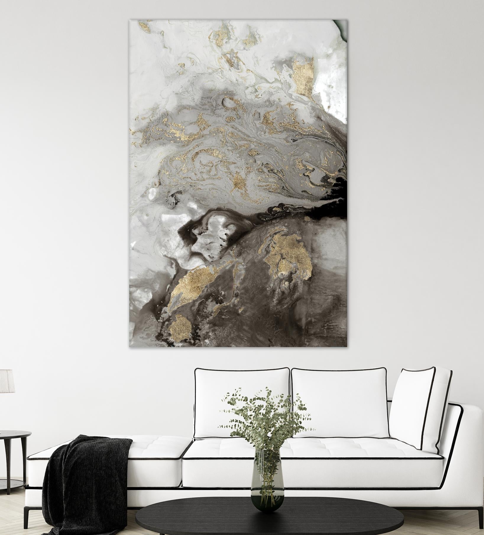 Ocean Splash I Grey Version by PI Studio on GIANT ART - black abstract