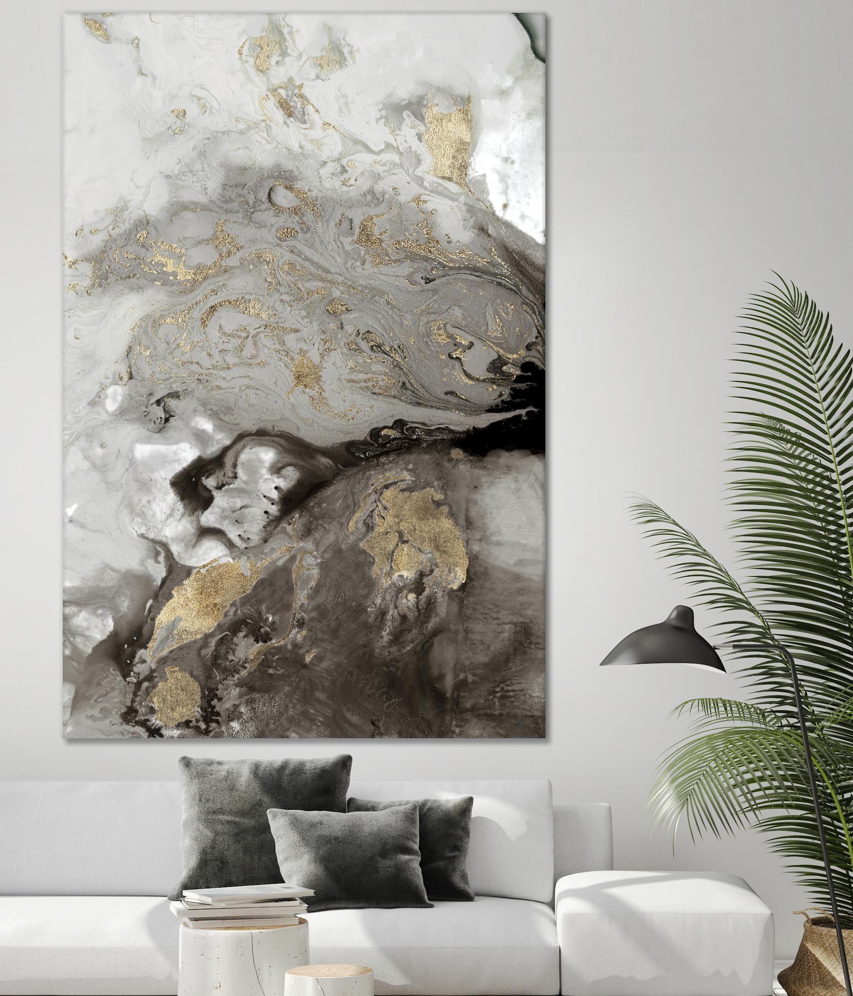 Ocean Splash I Grey Version by PI Studio on GIANT ART - black abstract
