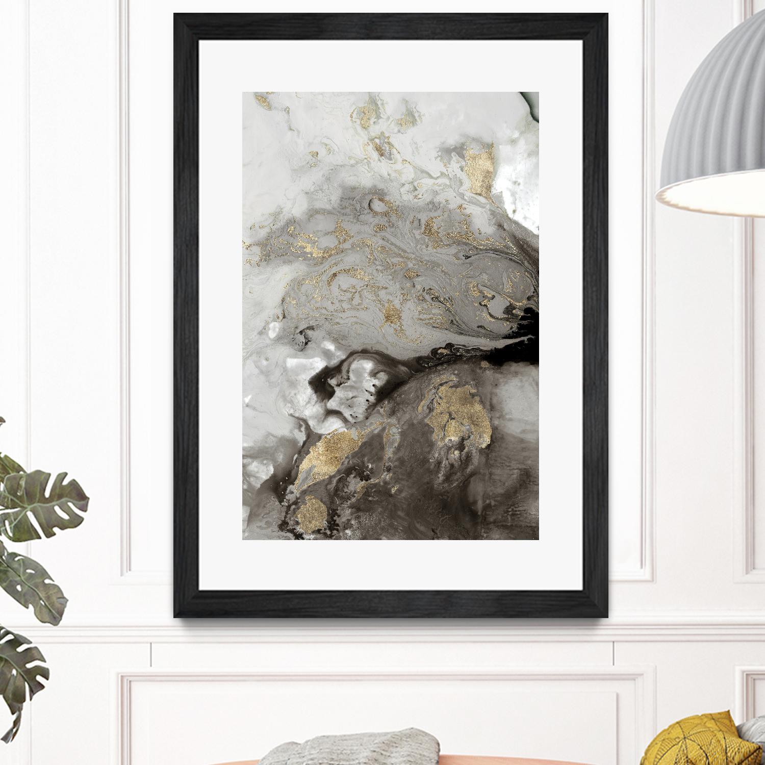 Ocean Splash I Grey Version by PI Studio on GIANT ART - brown abstract