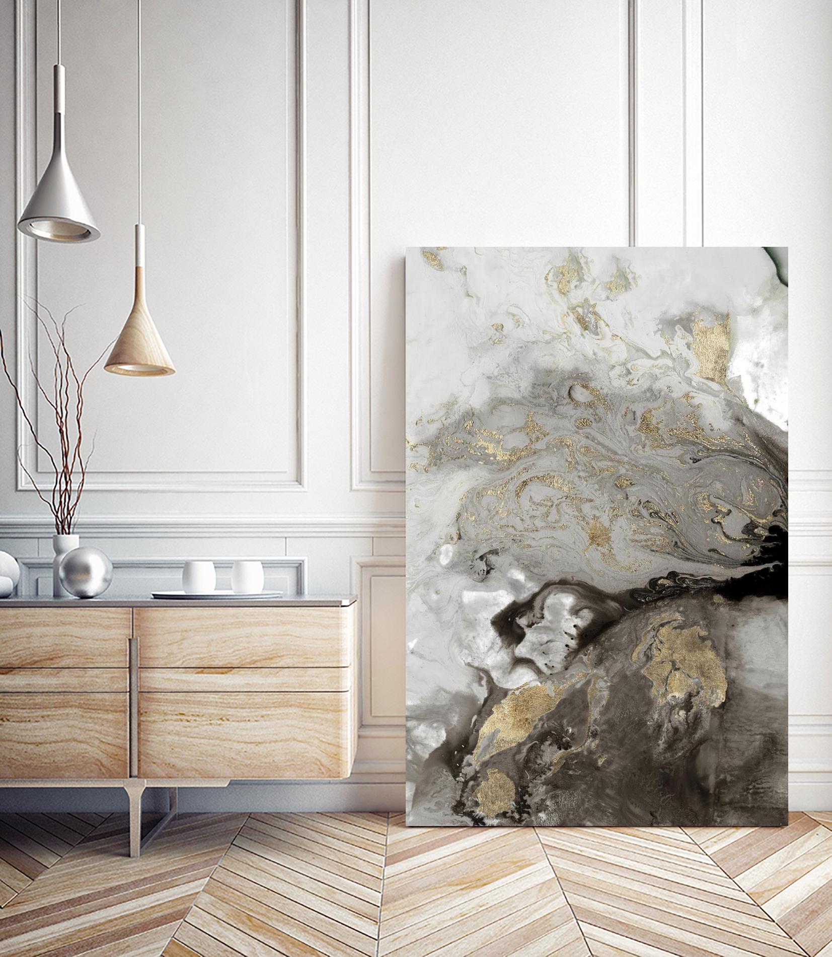 Ocean Splash I Grey Version by PI Studio on GIANT ART - brown abstract