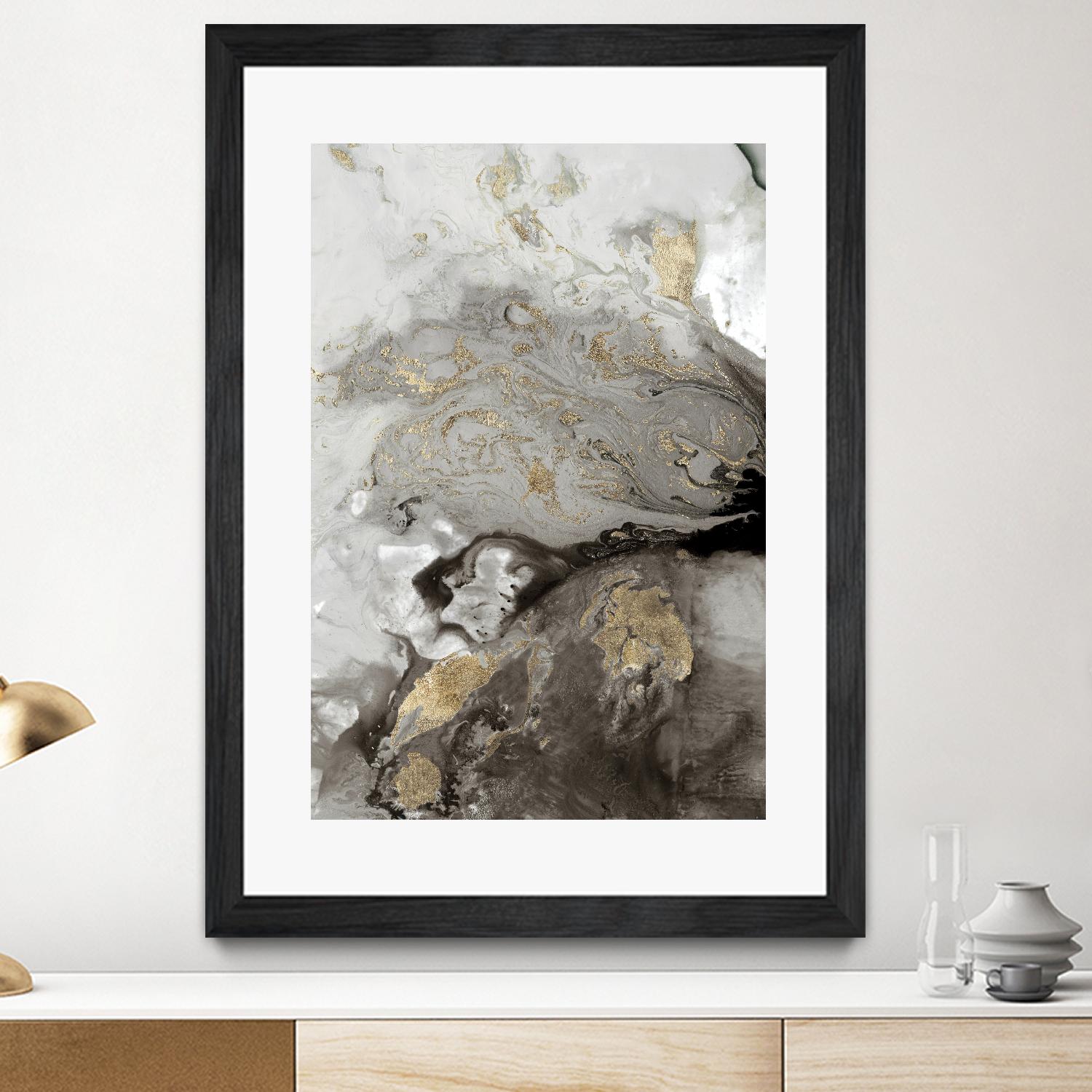 Ocean Splash I Grey Version by PI Studio on GIANT ART - brown abstract