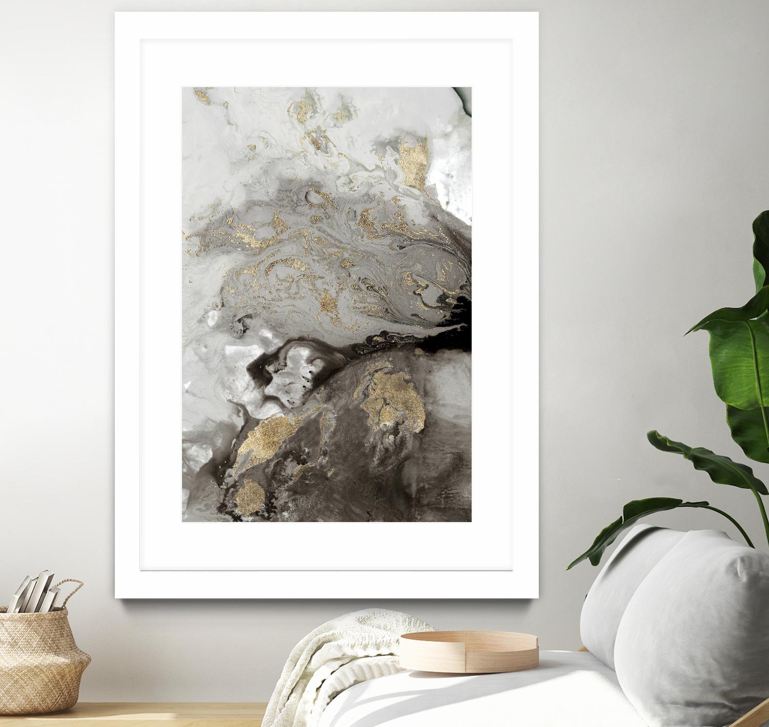 Ocean Splash I Grey Version by PI Studio on GIANT ART - brown abstract