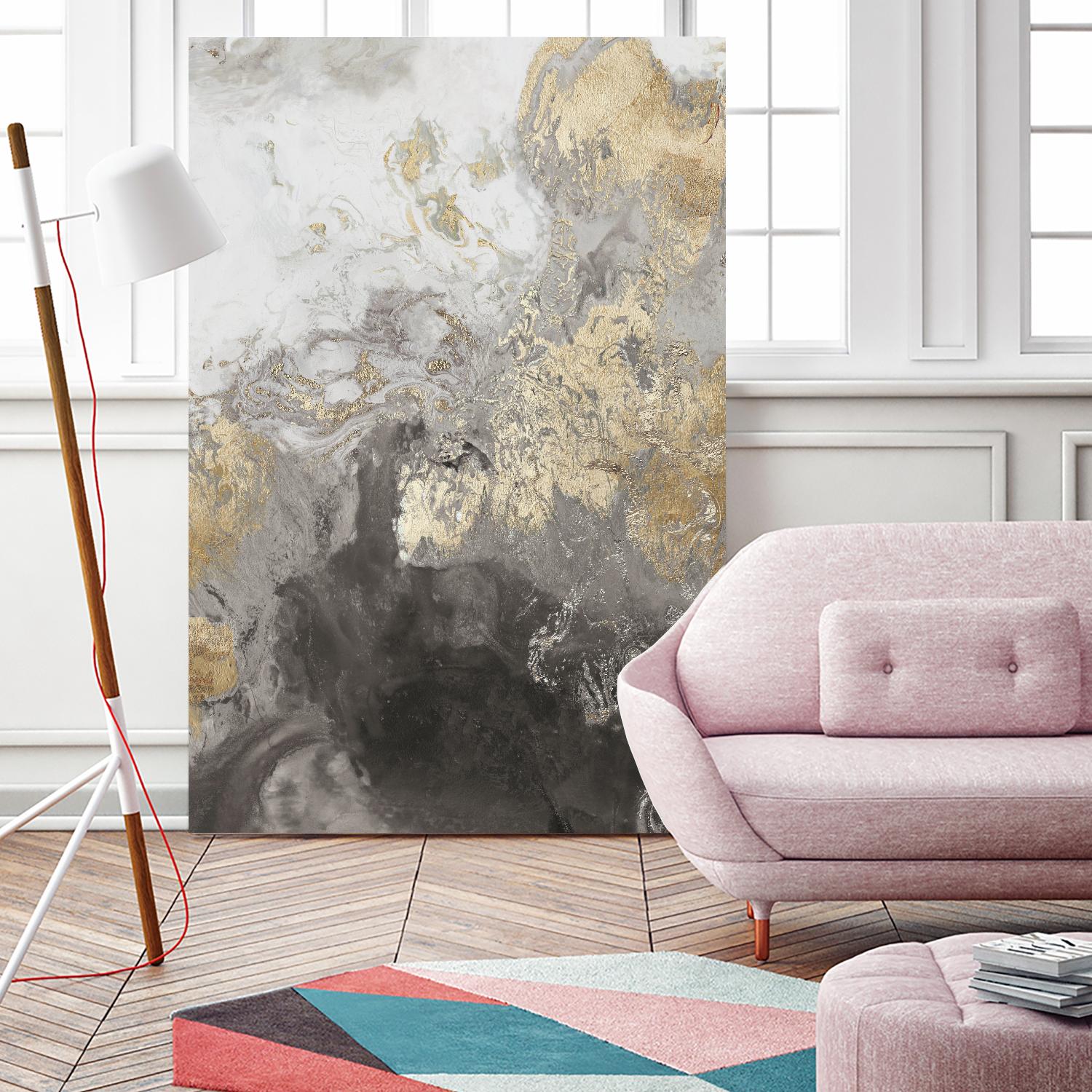 Ocean Splash II Grey Version by PI Studio on GIANT ART - gold abstract