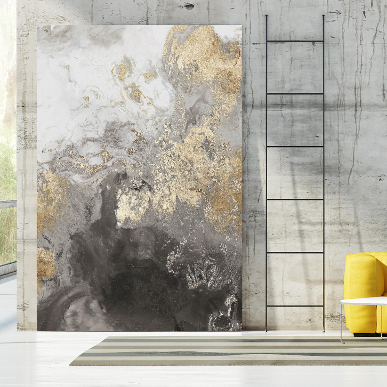 Ocean Splash II Grey Version by PI Studio on GIANT ART - gold abstract