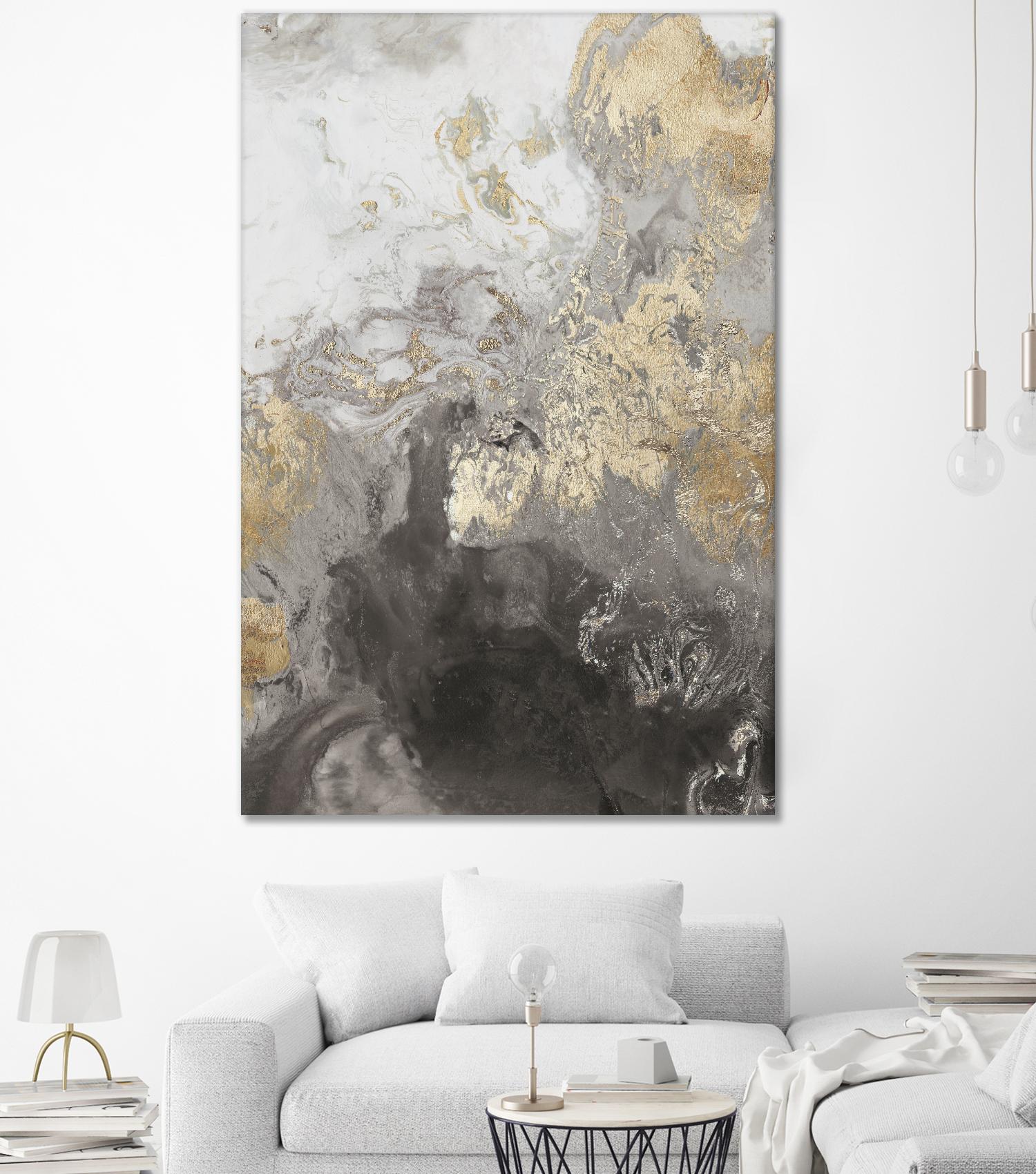 Ocean Splash II Grey Version by PI Studio on GIANT ART - gold abstract