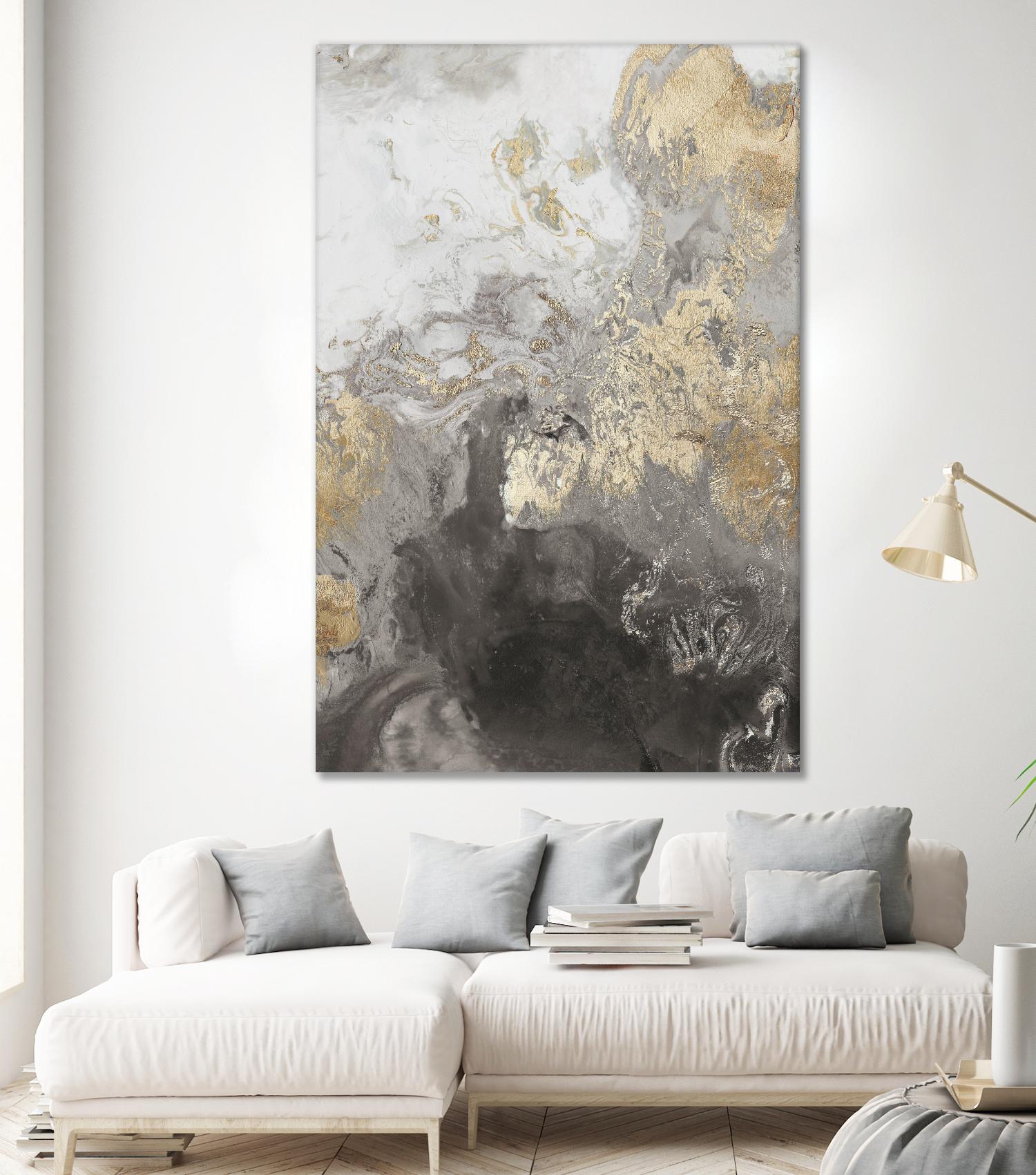 Ocean Splash II Grey Version by PI Studio on GIANT ART - gold abstract