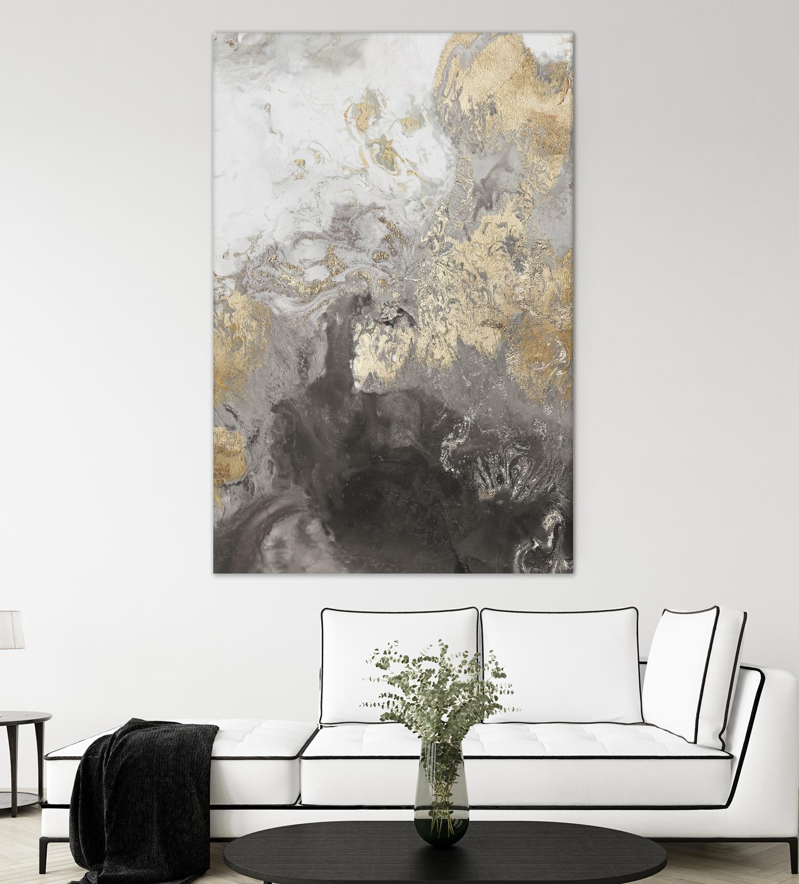 Ocean Splash II Grey Version by PI Studio on GIANT ART - gold abstract