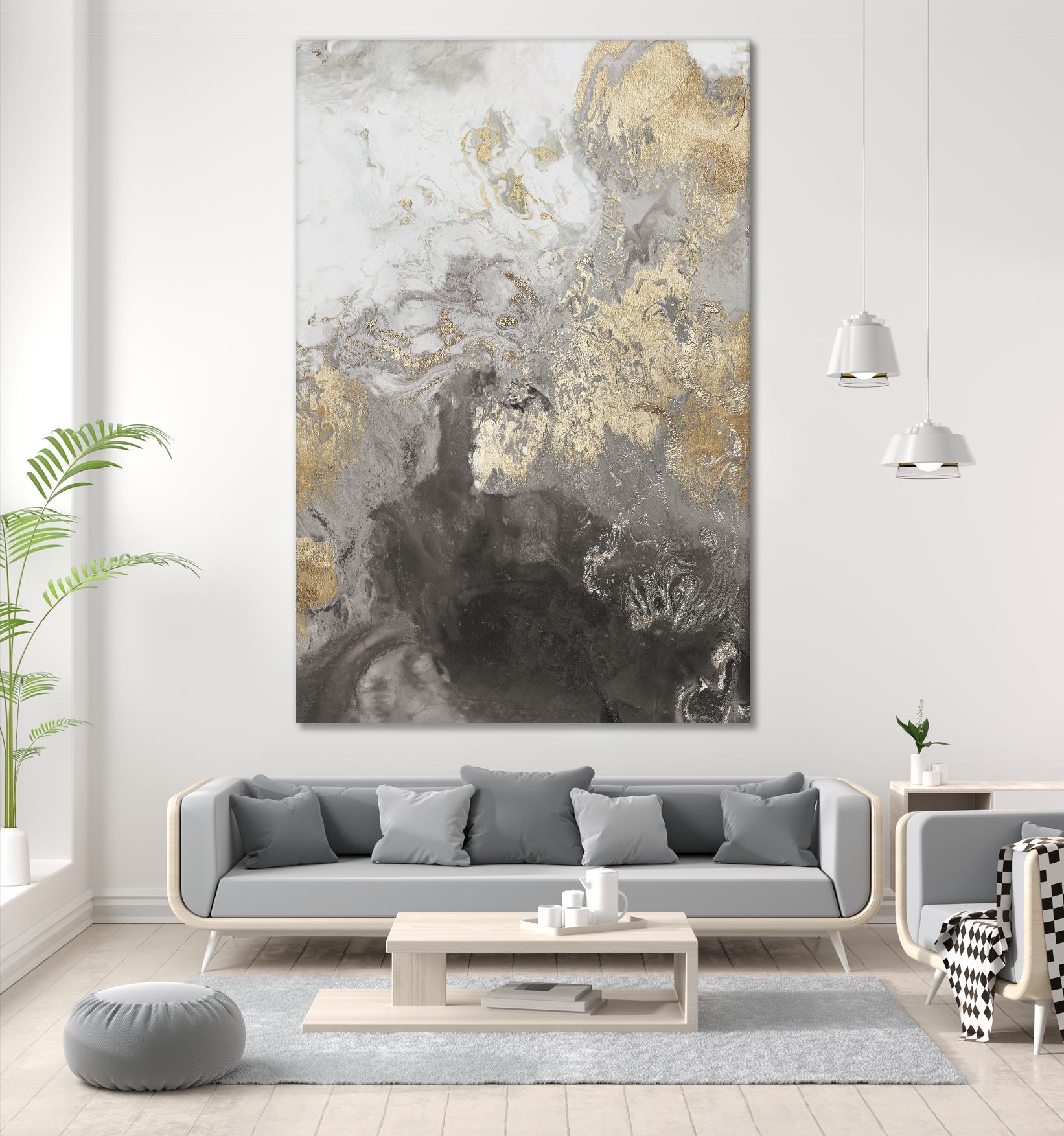 Ocean Splash II Grey Version by PI Studio on GIANT ART - gold abstract