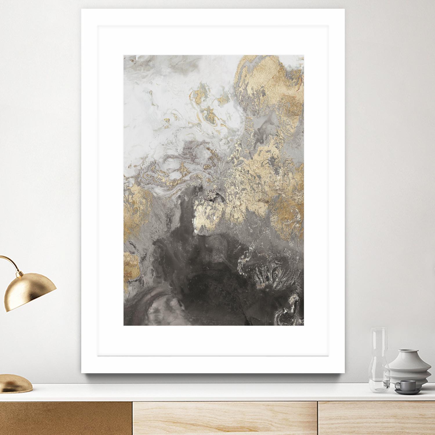 Ocean Splash II Grey Version by PI Studio on GIANT ART - gold abstract