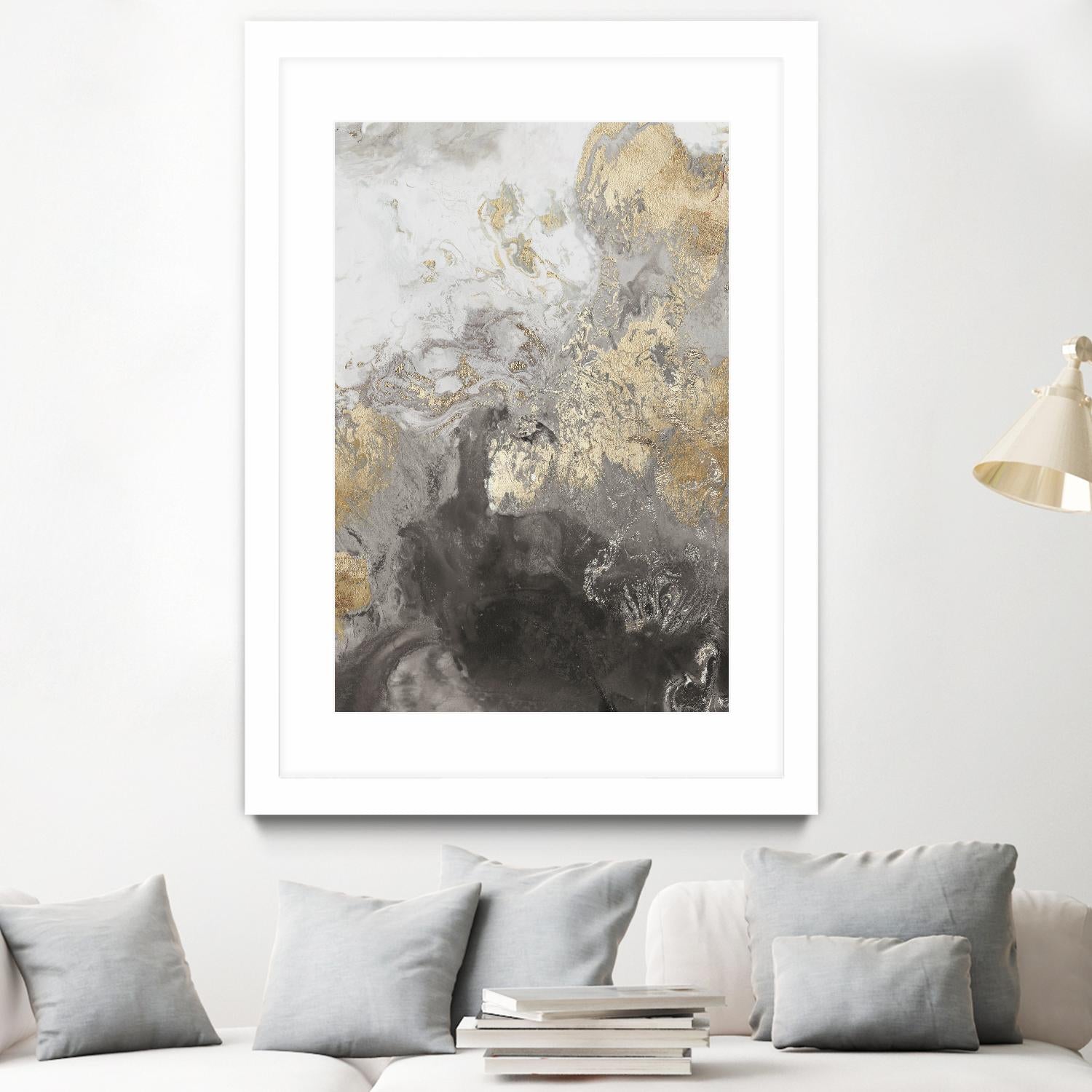 Ocean Splash II Grey Version by PI Studio on GIANT ART - gold abstract