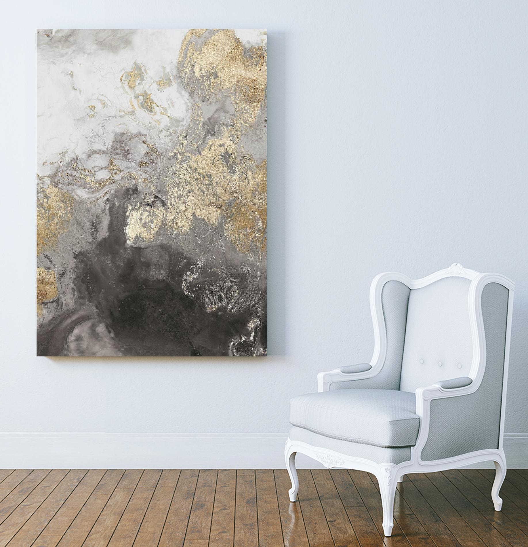 Ocean Splash II Grey Version by PI Studio on GIANT ART - gold abstract