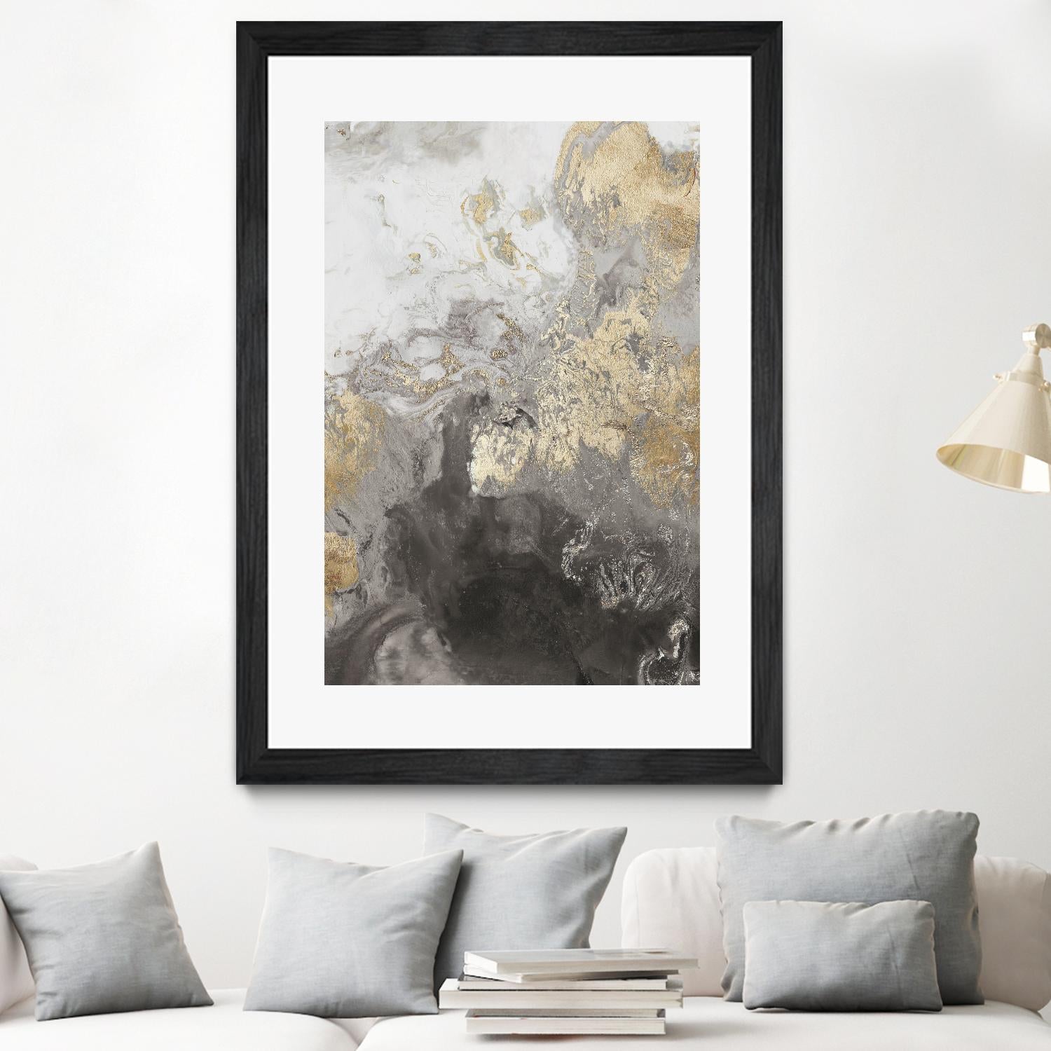 Ocean Splash II Grey Version by PI Studio on GIANT ART - gold abstract